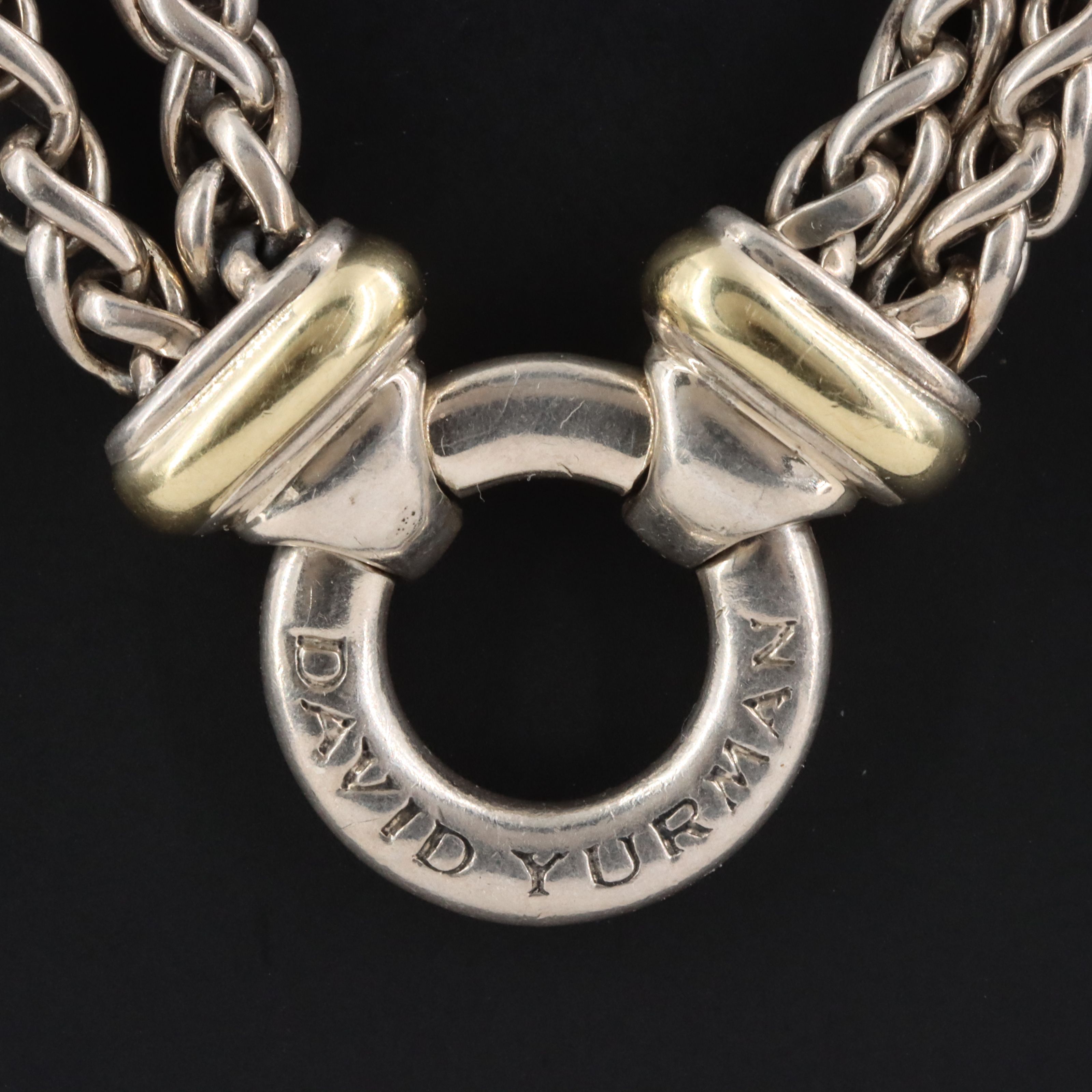 David Yurman Sterling Double Wheat Chain Necklace with 18K Accents