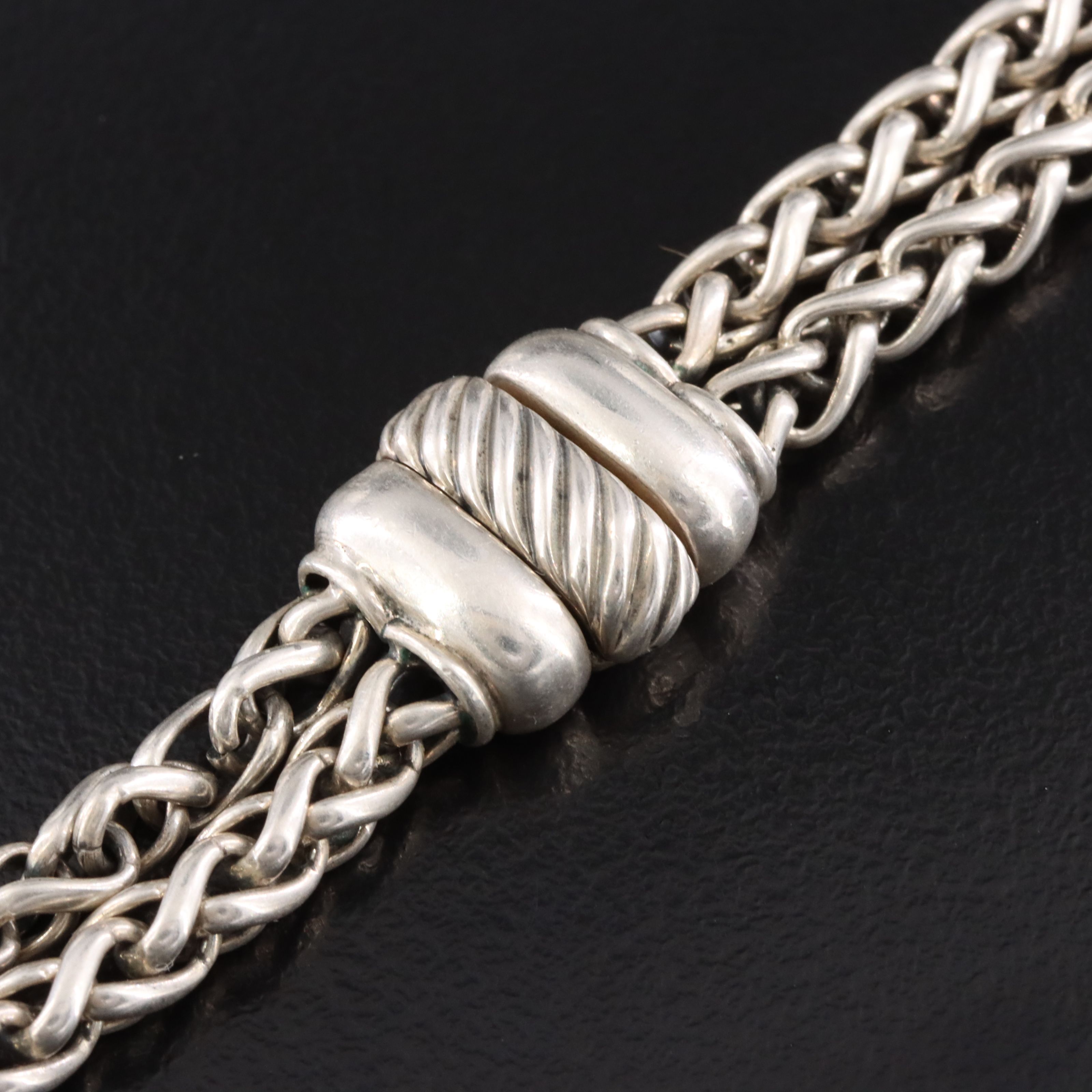 David Yurman Sterling Double Wheat Chain Necklace with 18K Accents