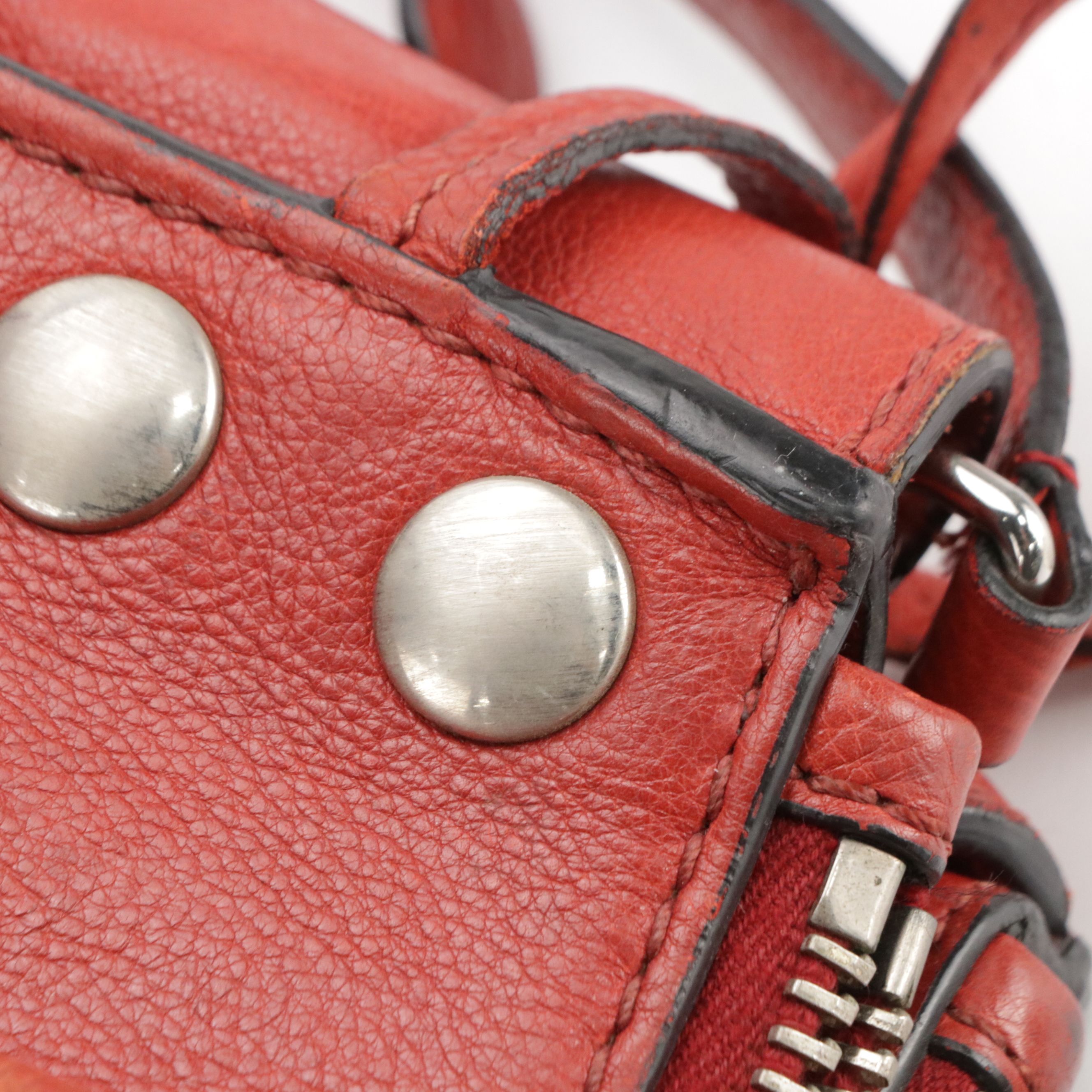 Prada Small Twin Pocket Two-Way Tote Bag in Red Glace Calf Leather