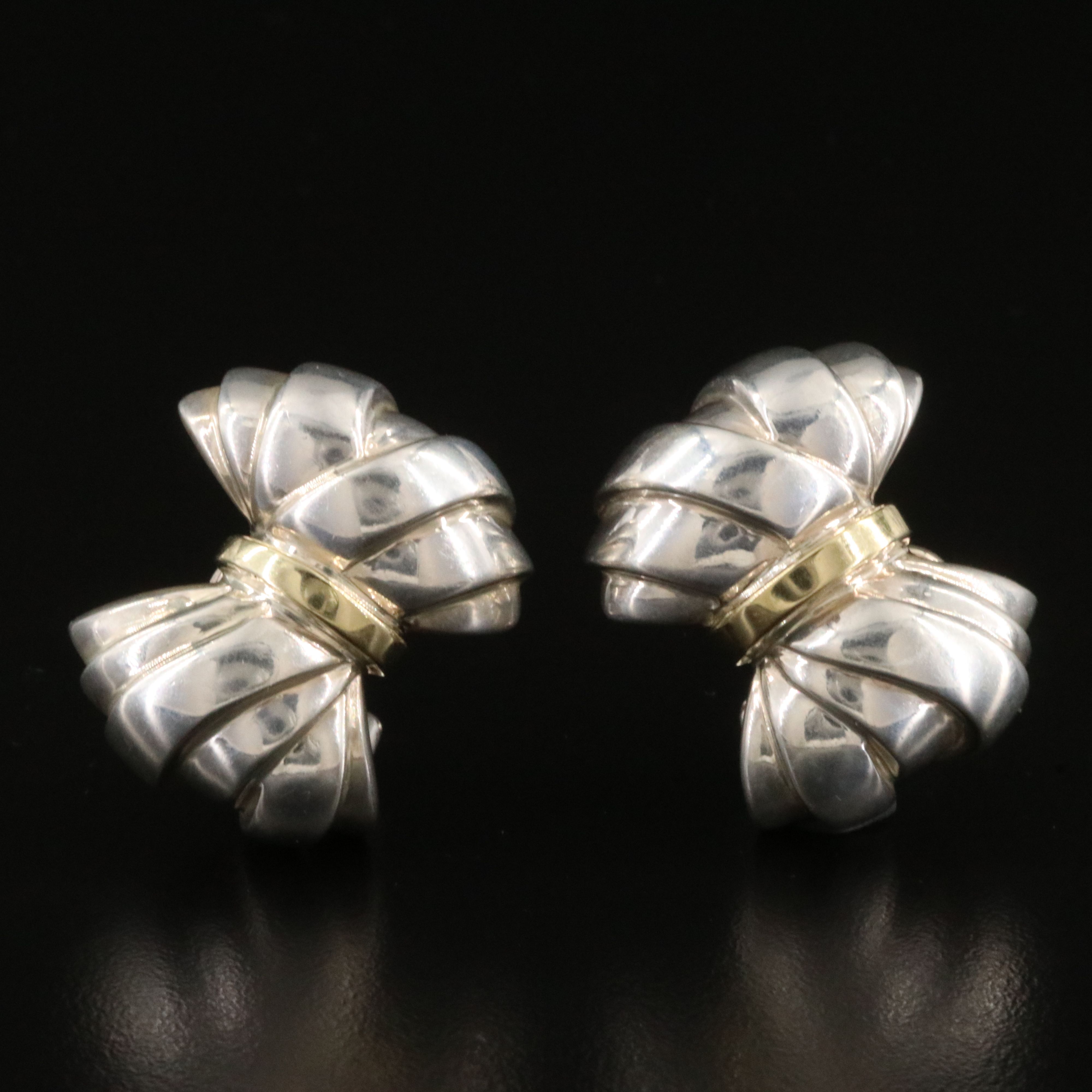 Tiffany & Co. Sterling Bow Clip Earrings