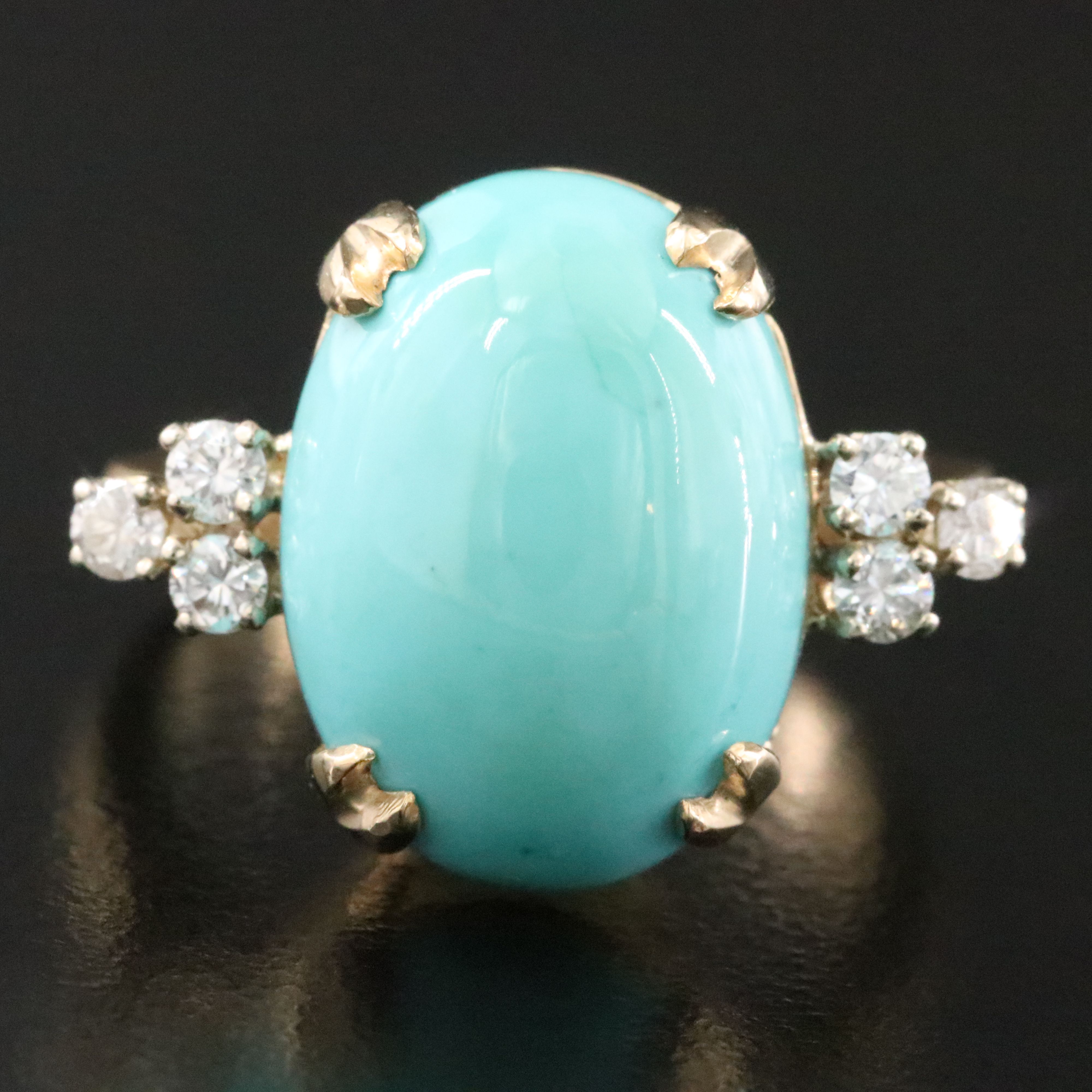 14K Turquoise and Diamond Ring