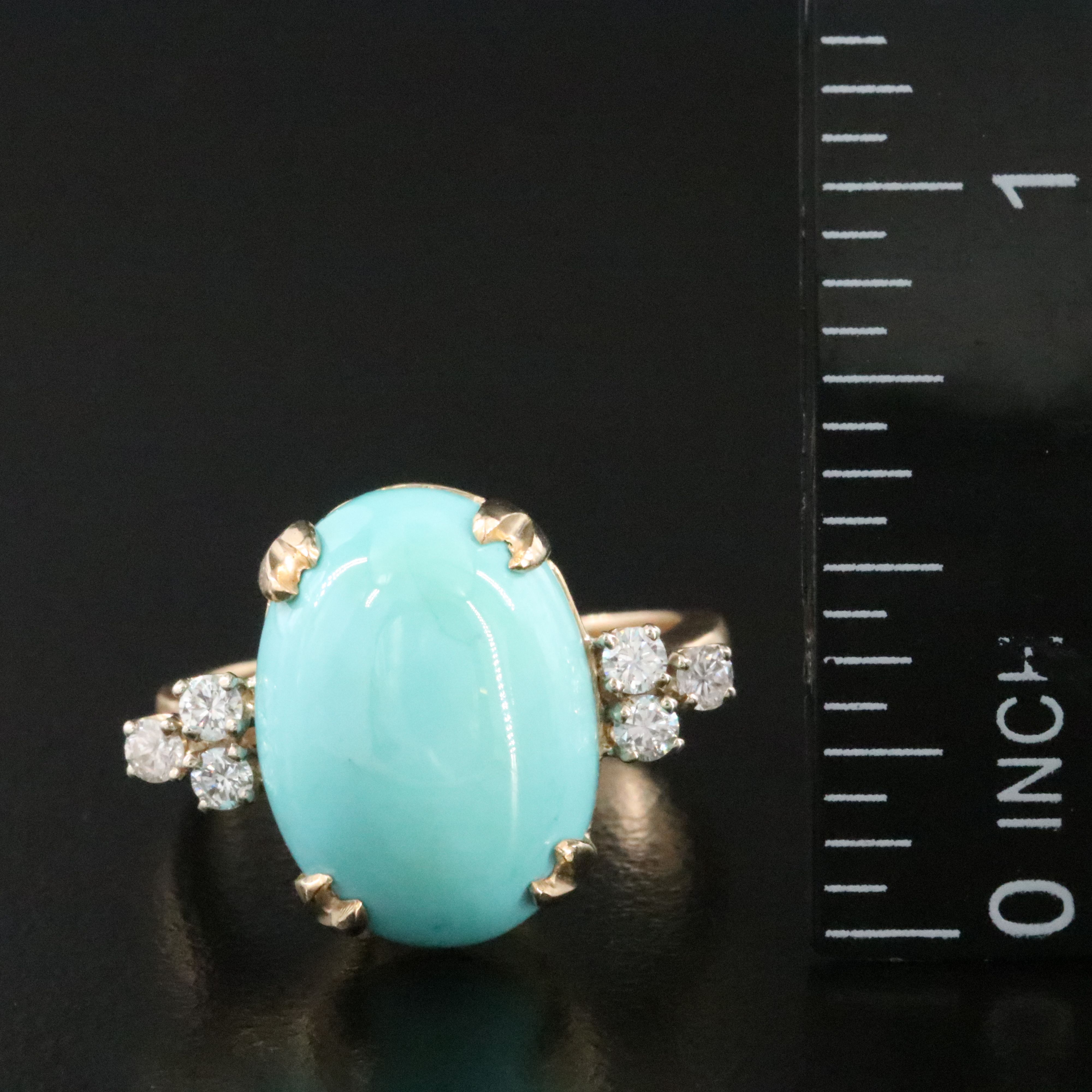 14K Turquoise and Diamond Ring