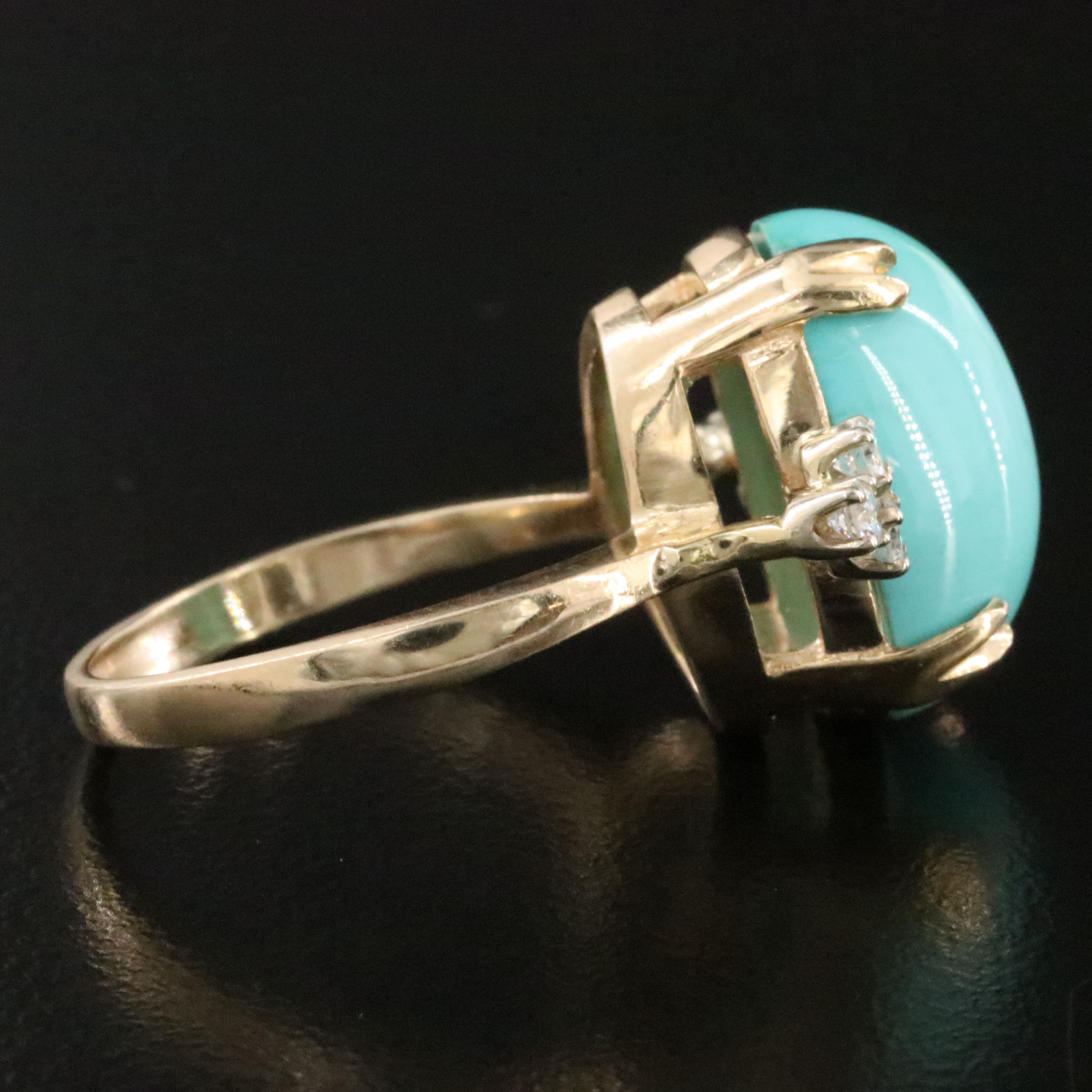 14K Turquoise and Diamond Ring