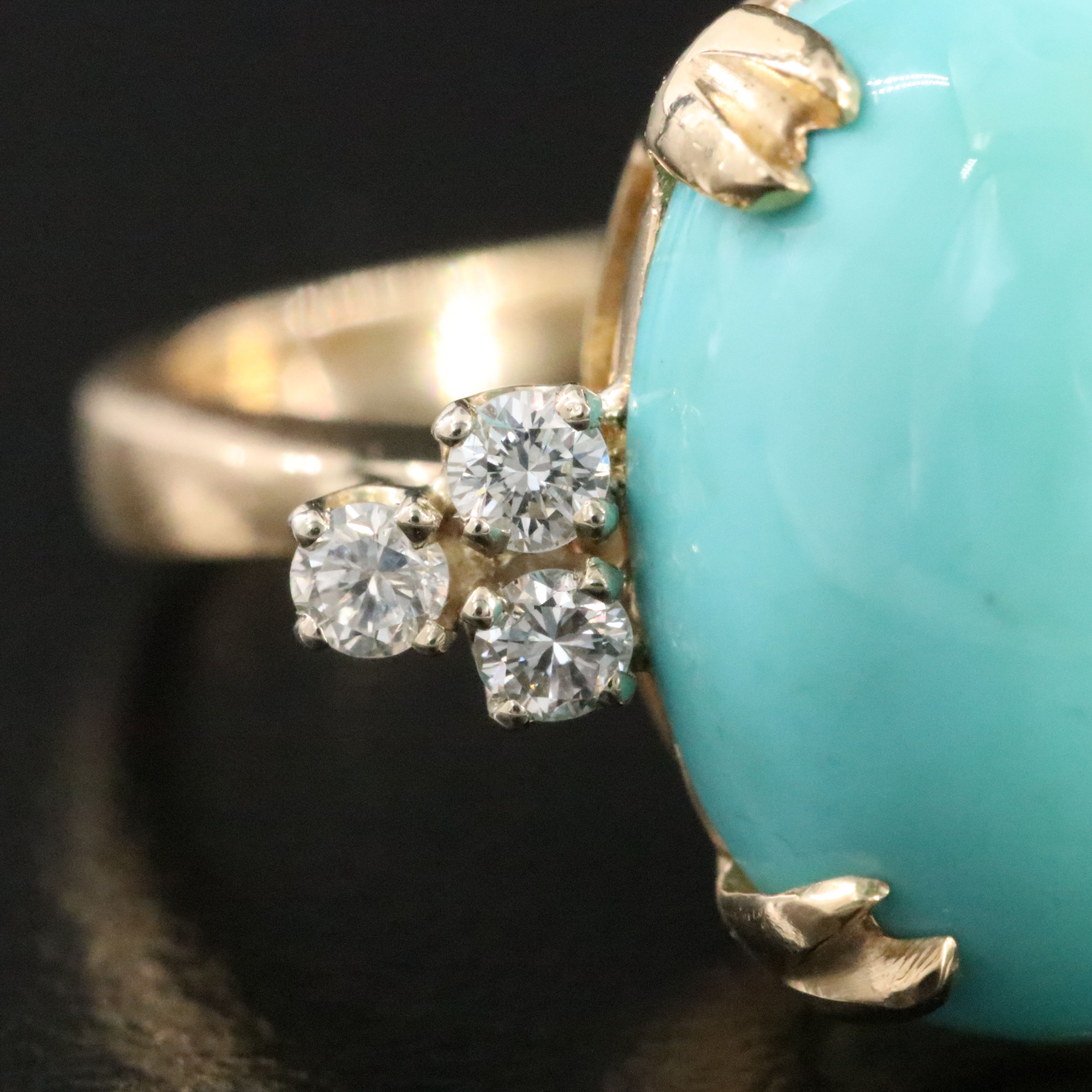 14K Turquoise and Diamond Ring
