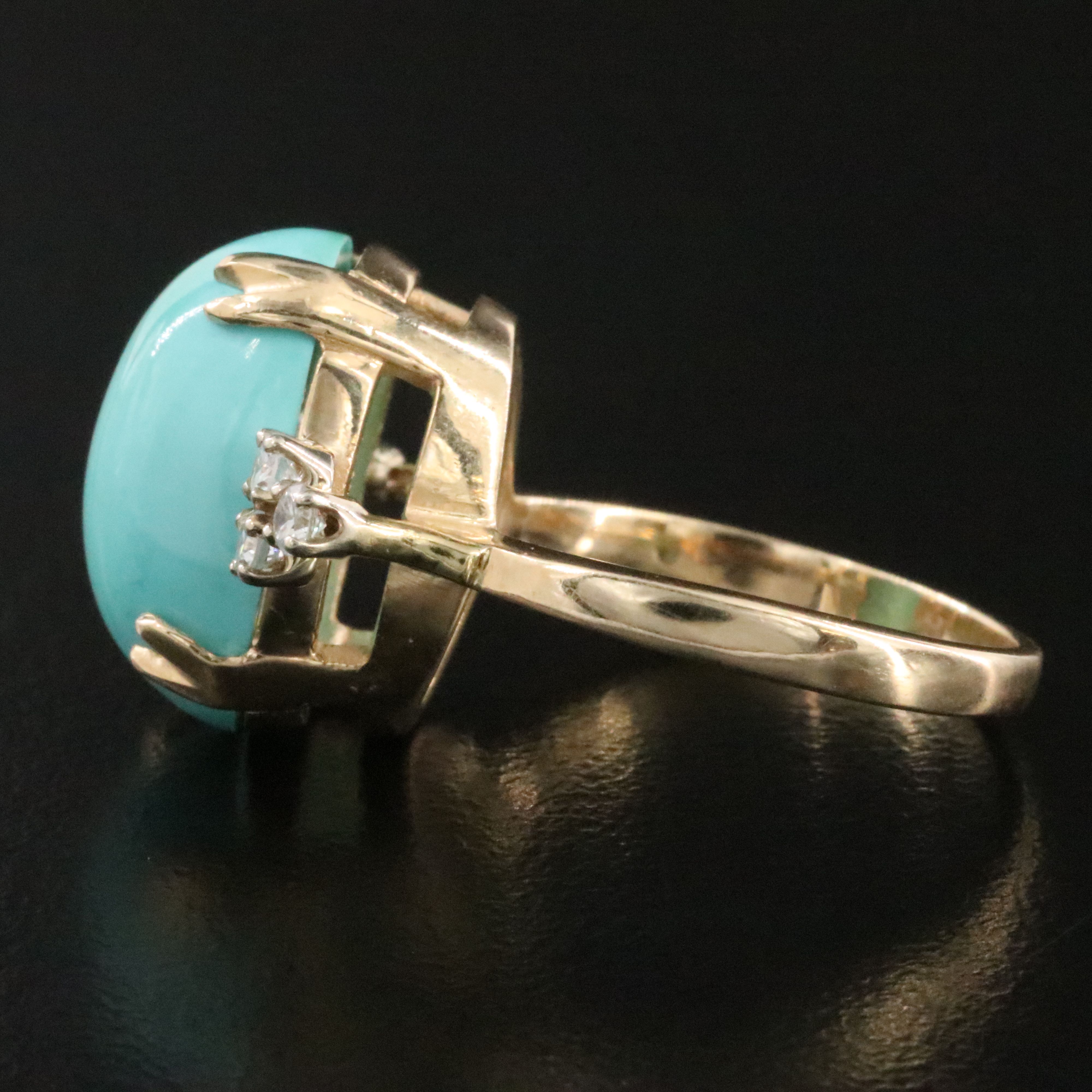 14K Turquoise and Diamond Ring