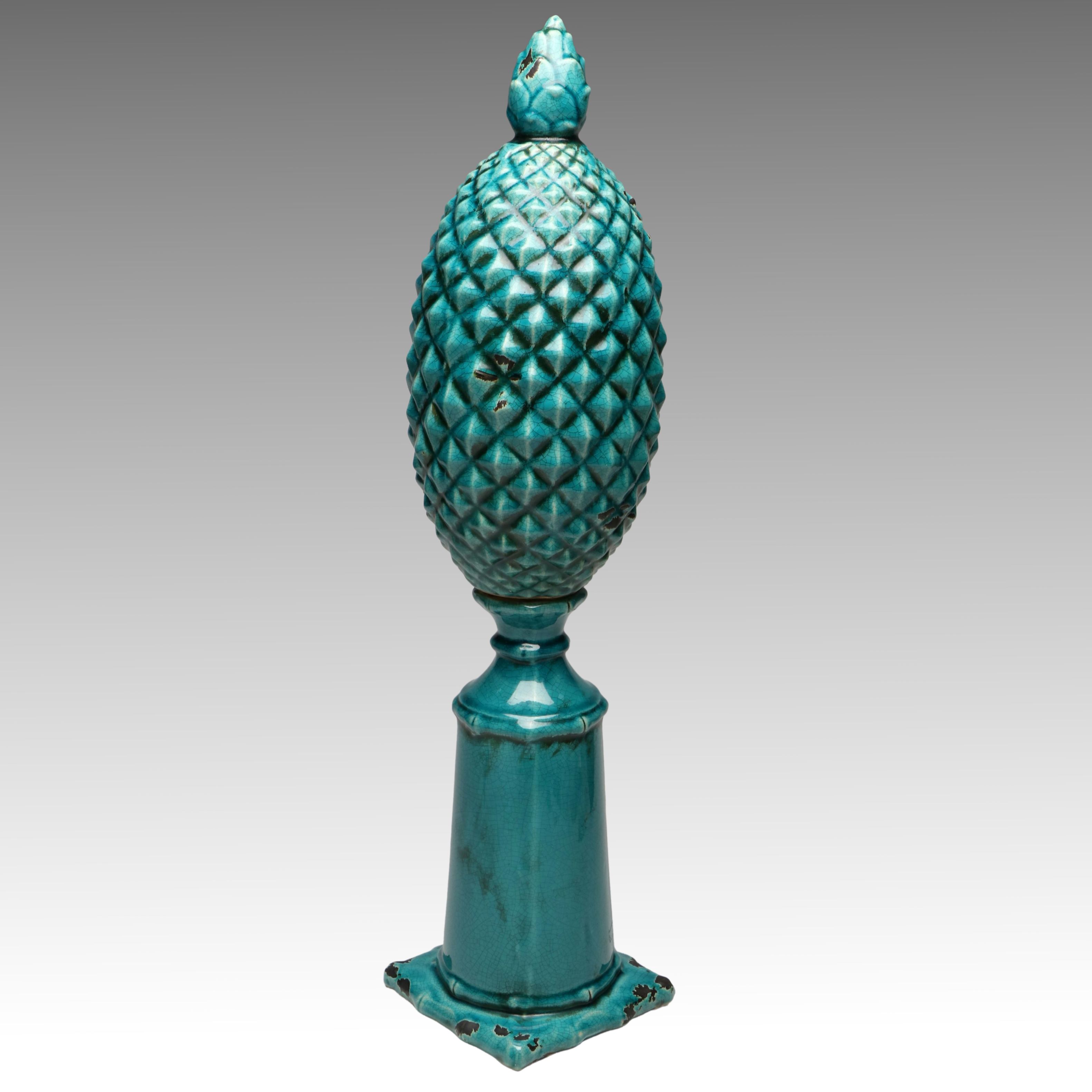 French Style Ceramic Teal Pineapple Décor