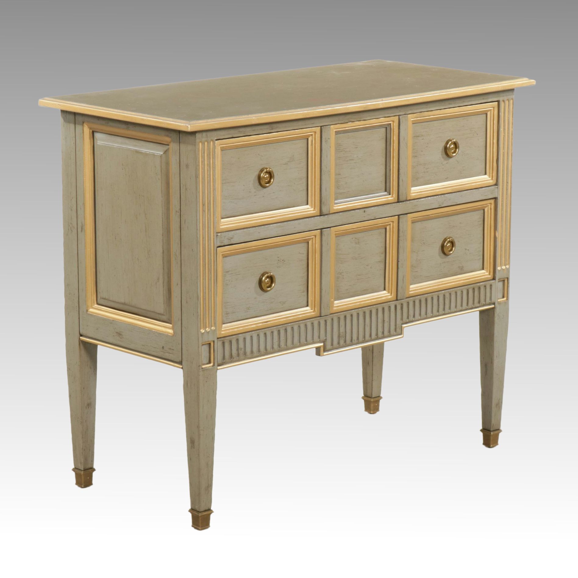 Hickory-White Louis XVI Style Paint Decorated Night Stand