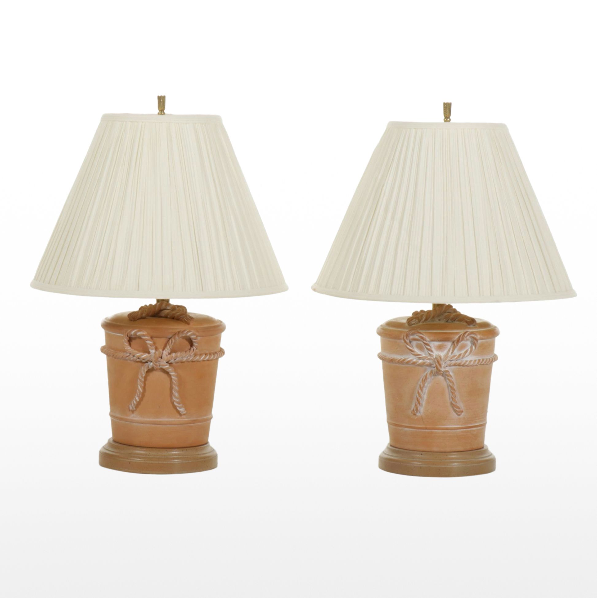 Pair of Ethan Allen Table Lamps with Terracotta Bases