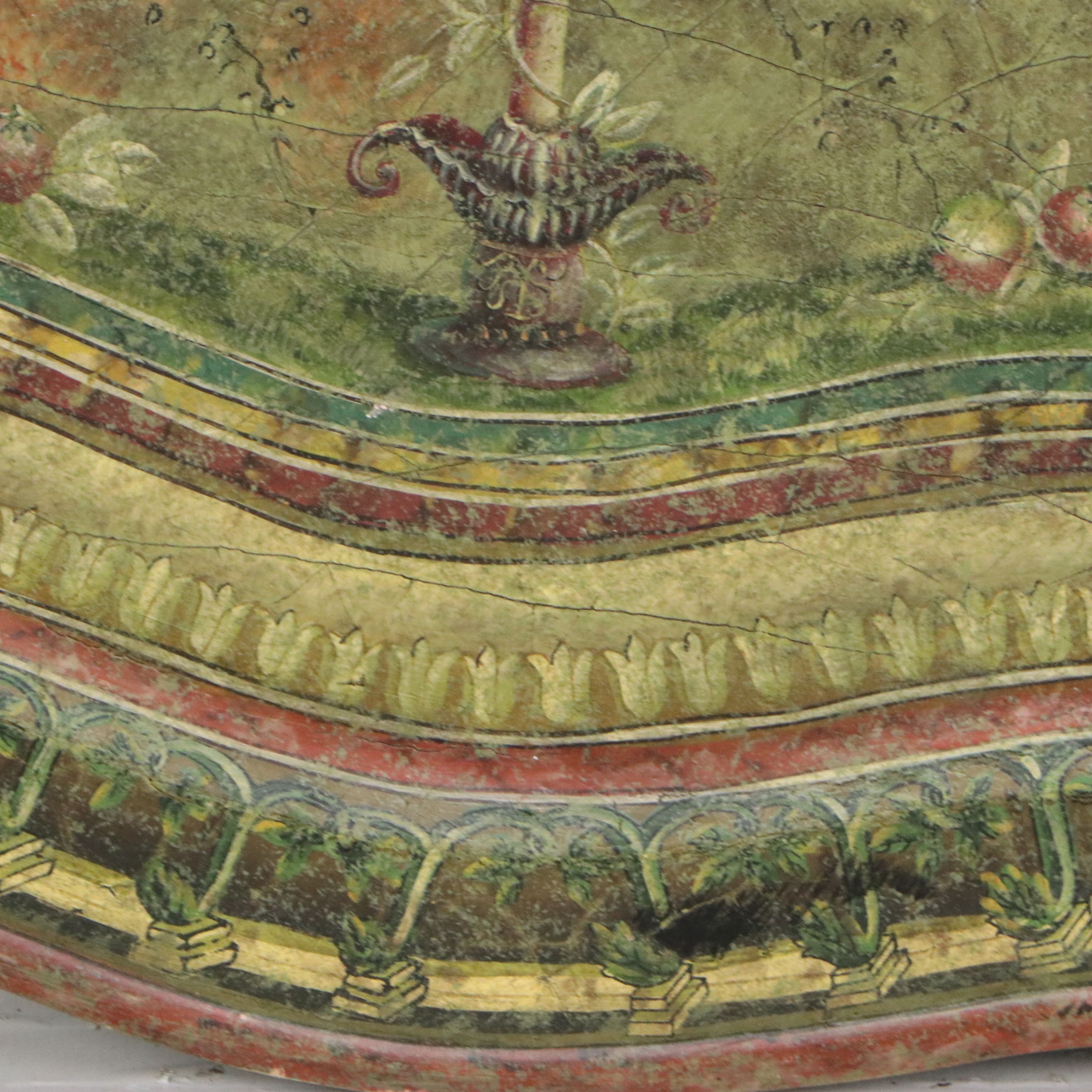 Hand-Painted Decorative Tray with Traditional Spanish Motifs, Late 20th Century