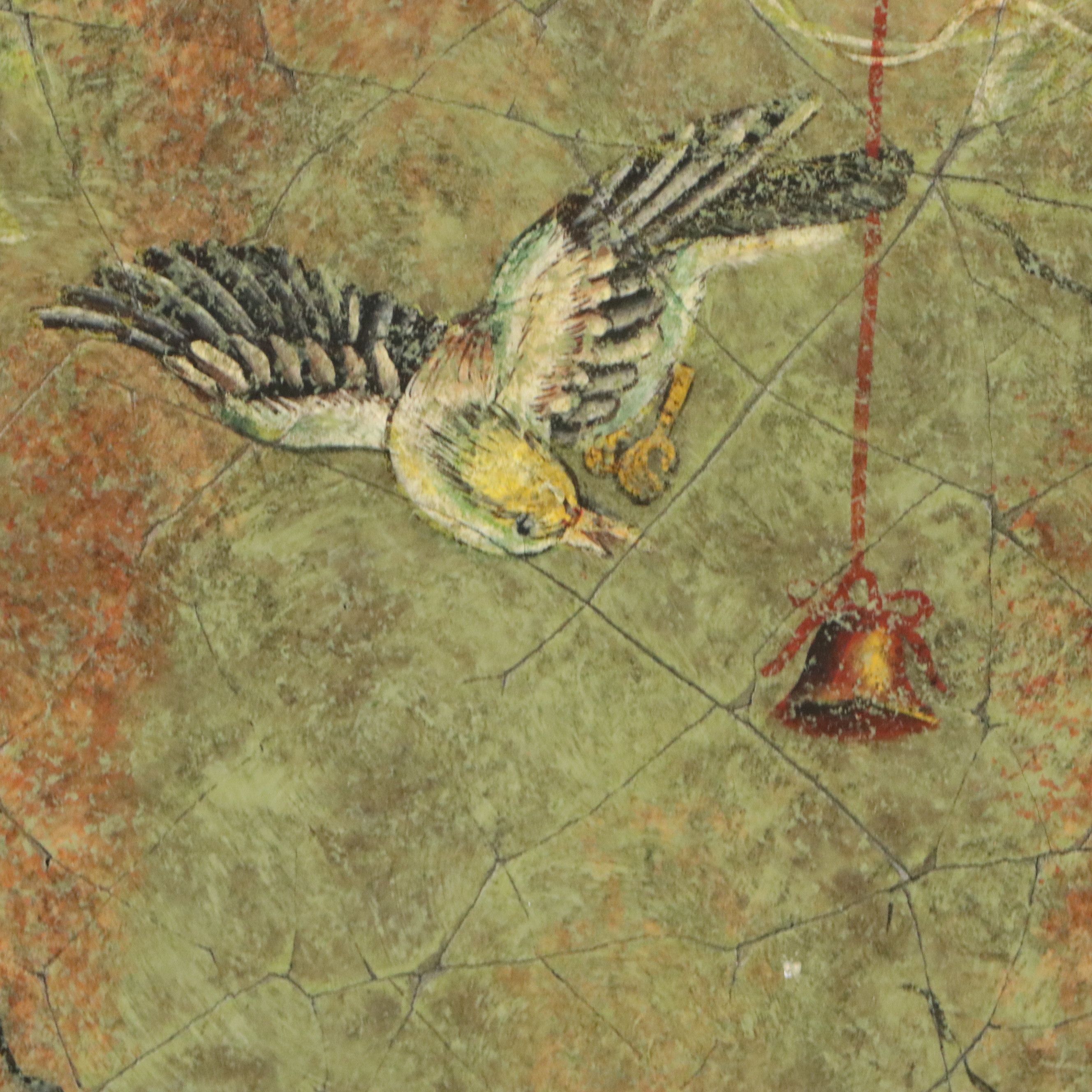 Hand-Painted Decorative Tray with Traditional Spanish Motifs, Late 20th Century