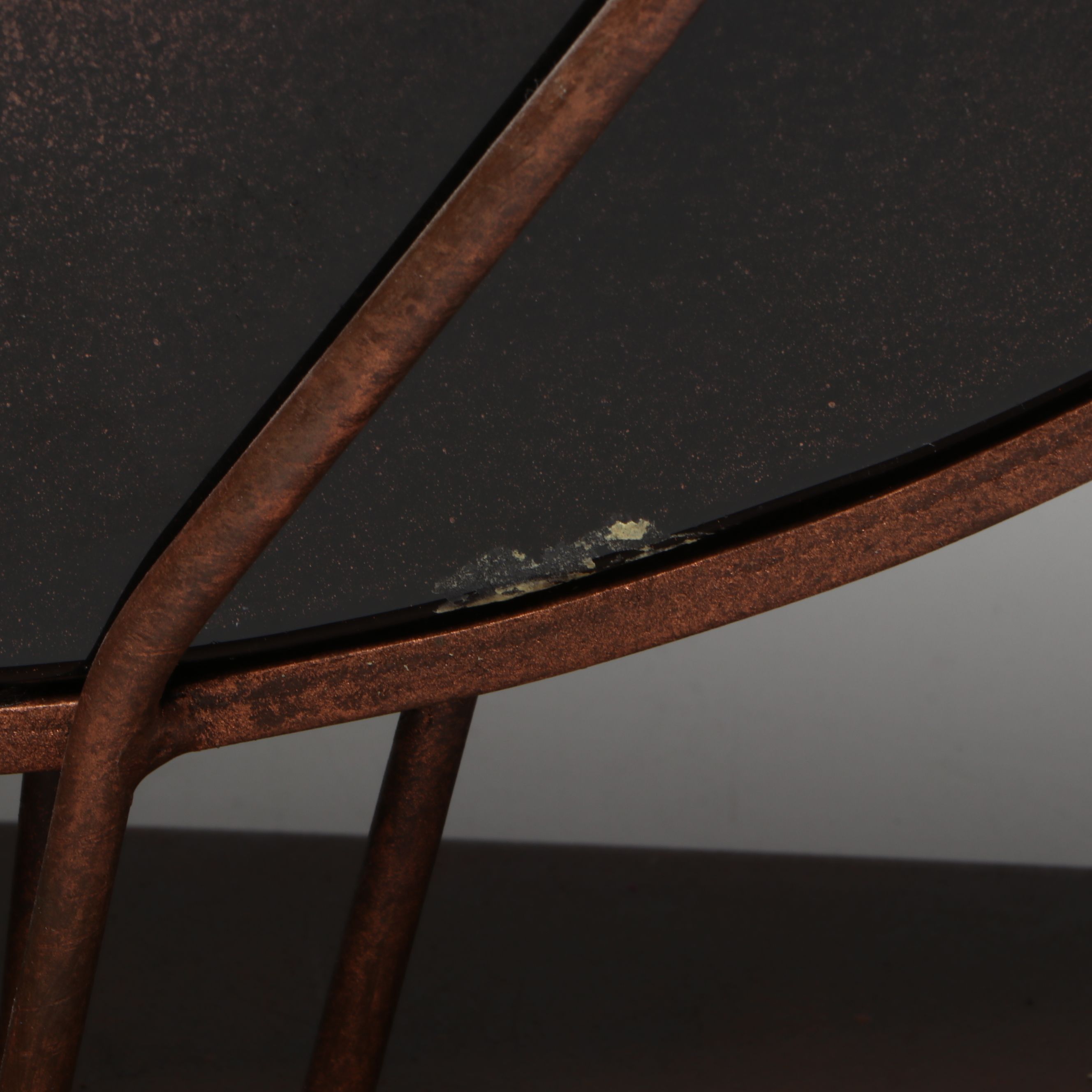 Signed Mark Hines Slumped Glass Vase on Metal Stand