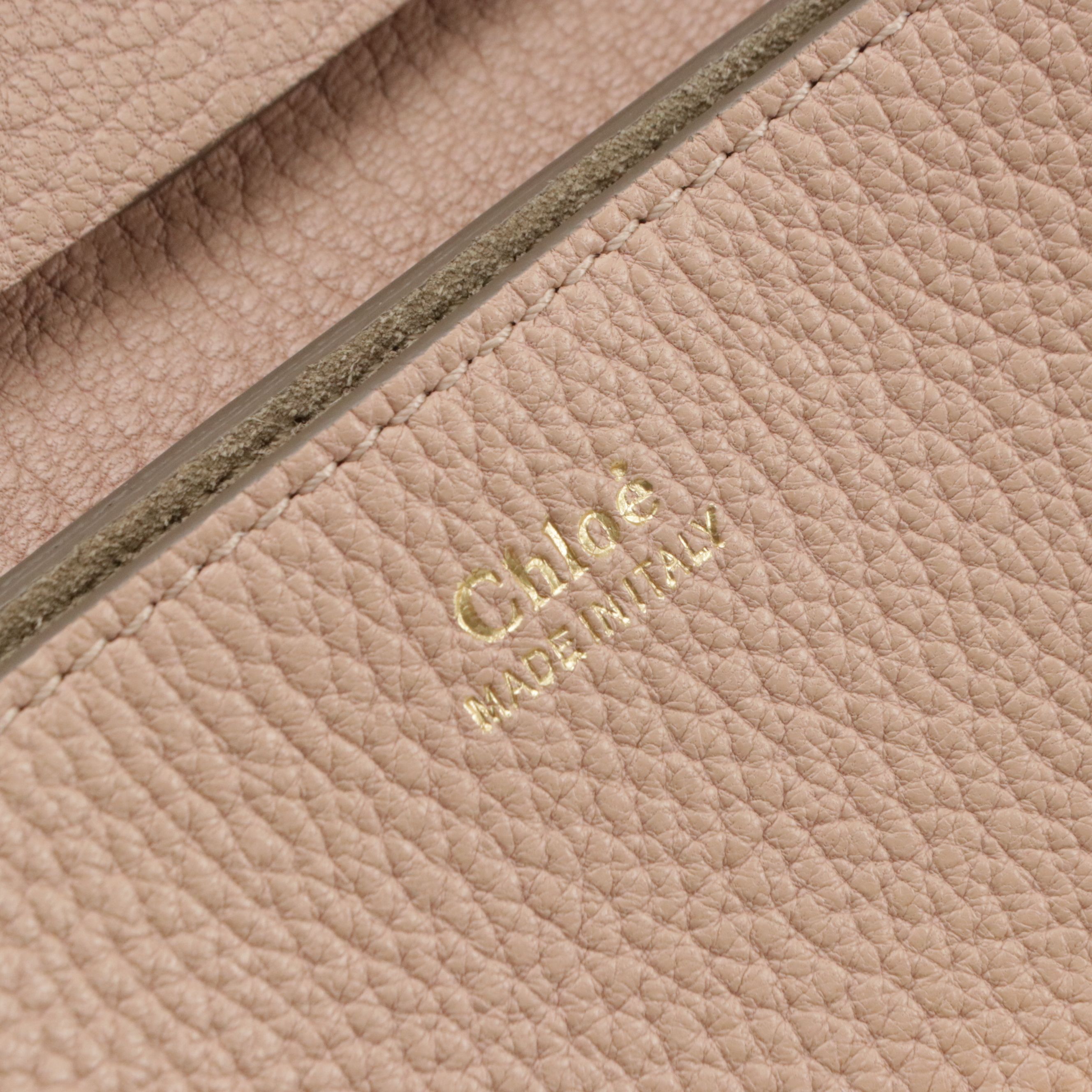 Chloé Drew Chain Crossbody Bag in Pink Grained Calfskin Leather