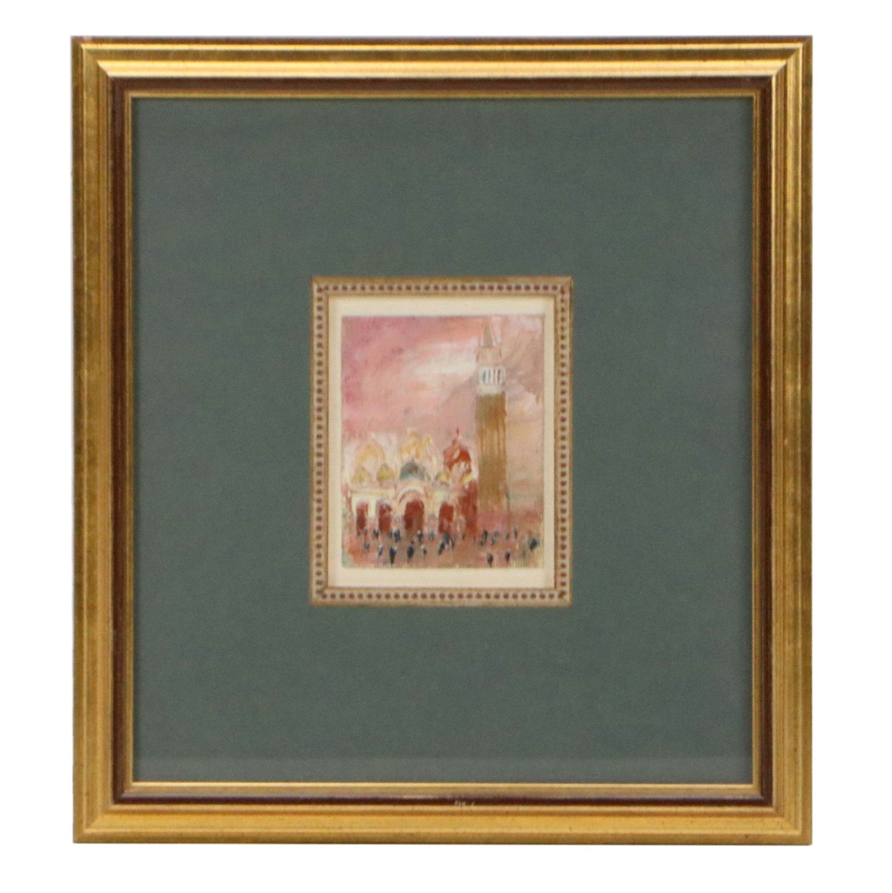 Oil Painting of St. Mark's Square and Basilica in Venice, Late 20th to 21st C.