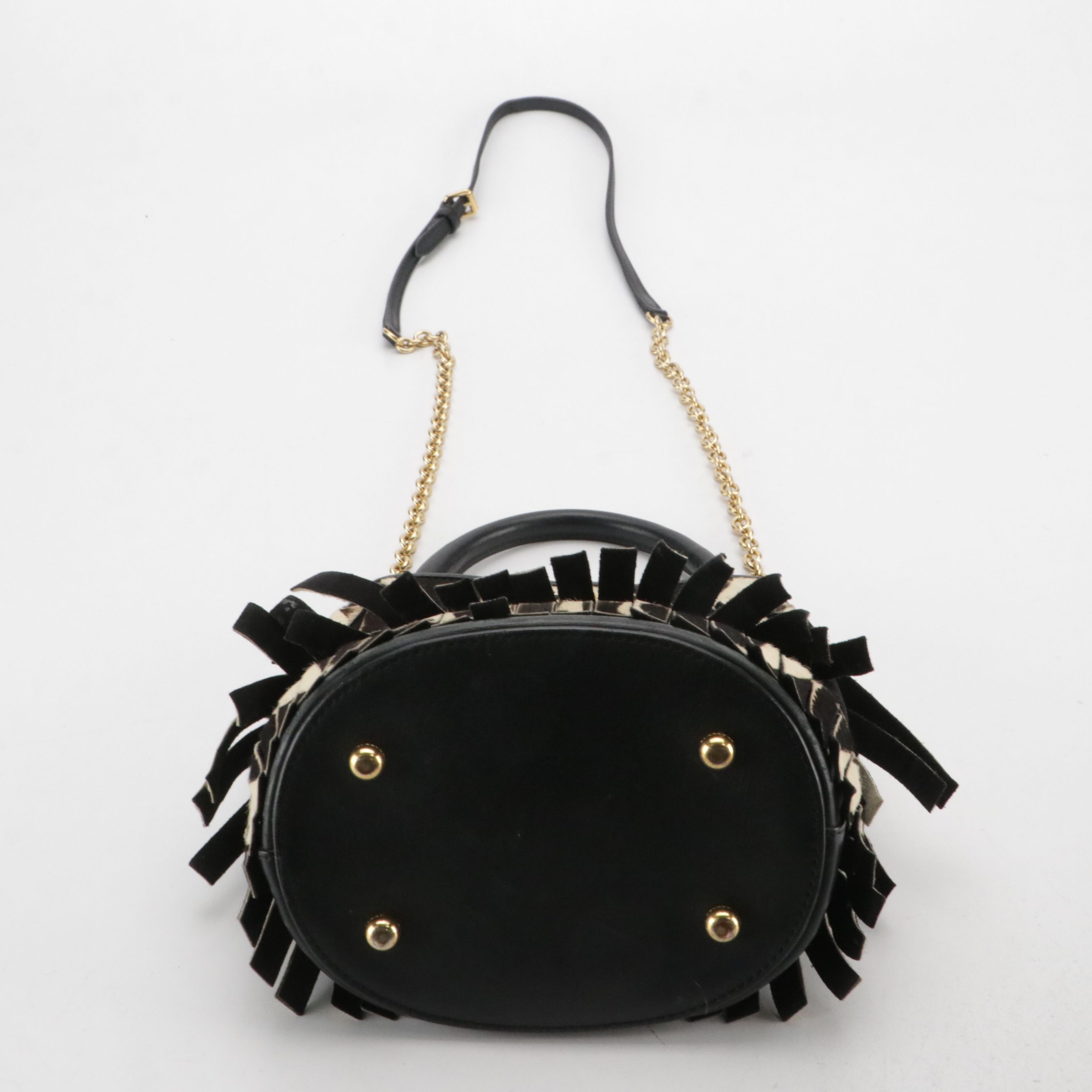 Burberry Prorsum Fringed Calf Hair Small Bucket Bag