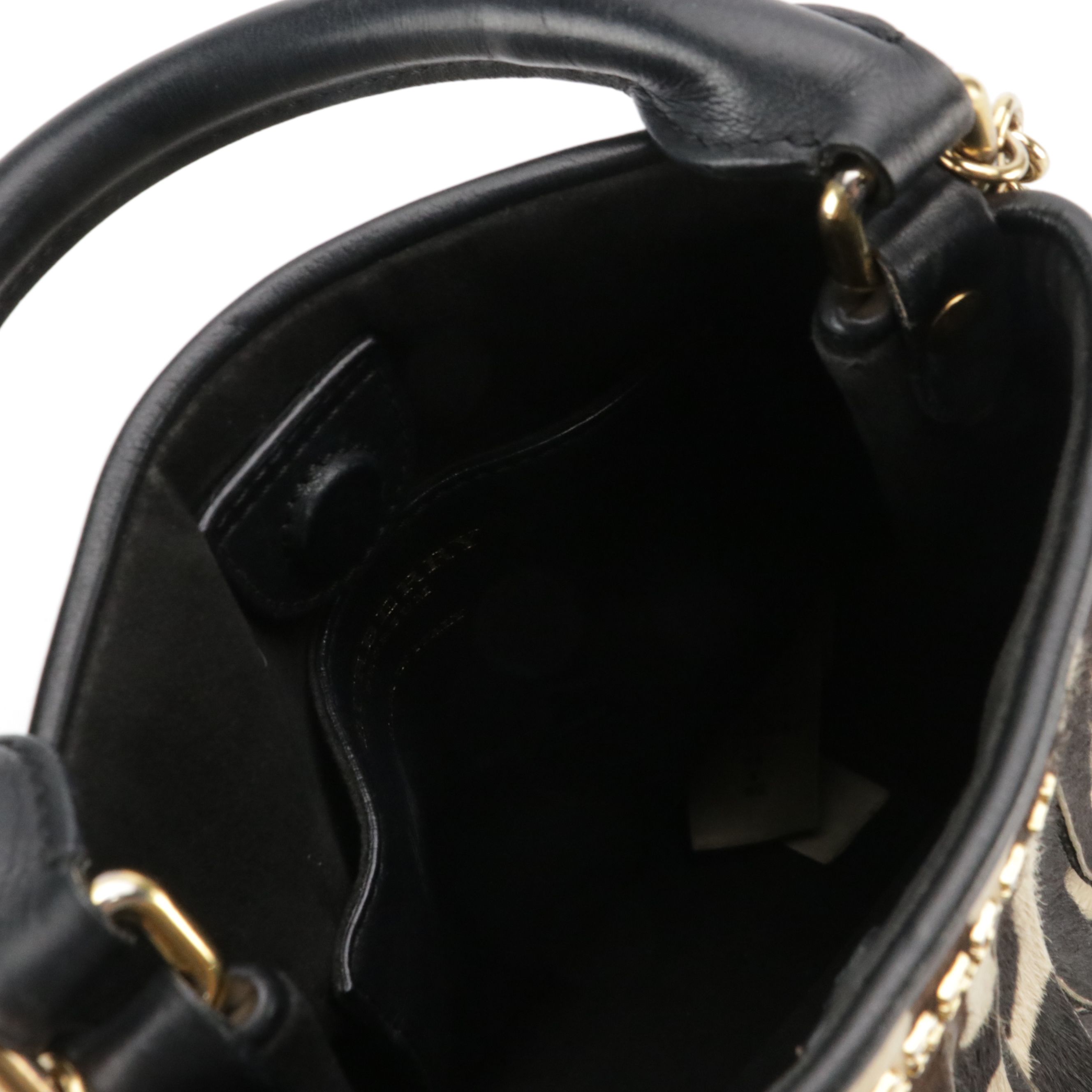 Burberry Prorsum Fringed Calf Hair Small Bucket Bag