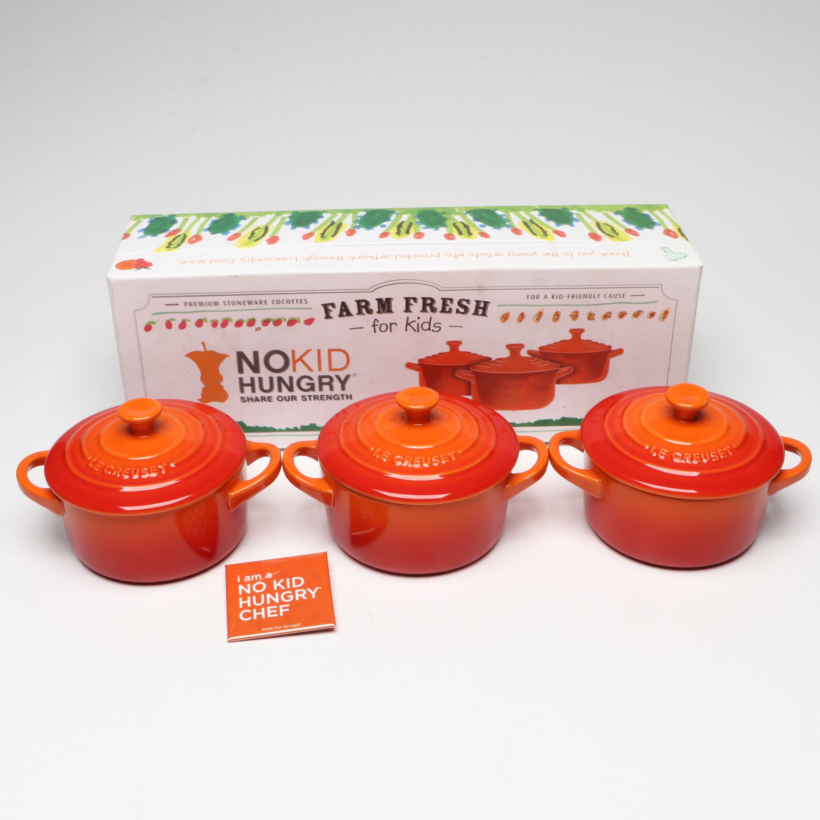 Le Creuset "Flame Orange Mini Cocotte" Stoneware Dutch Ovens