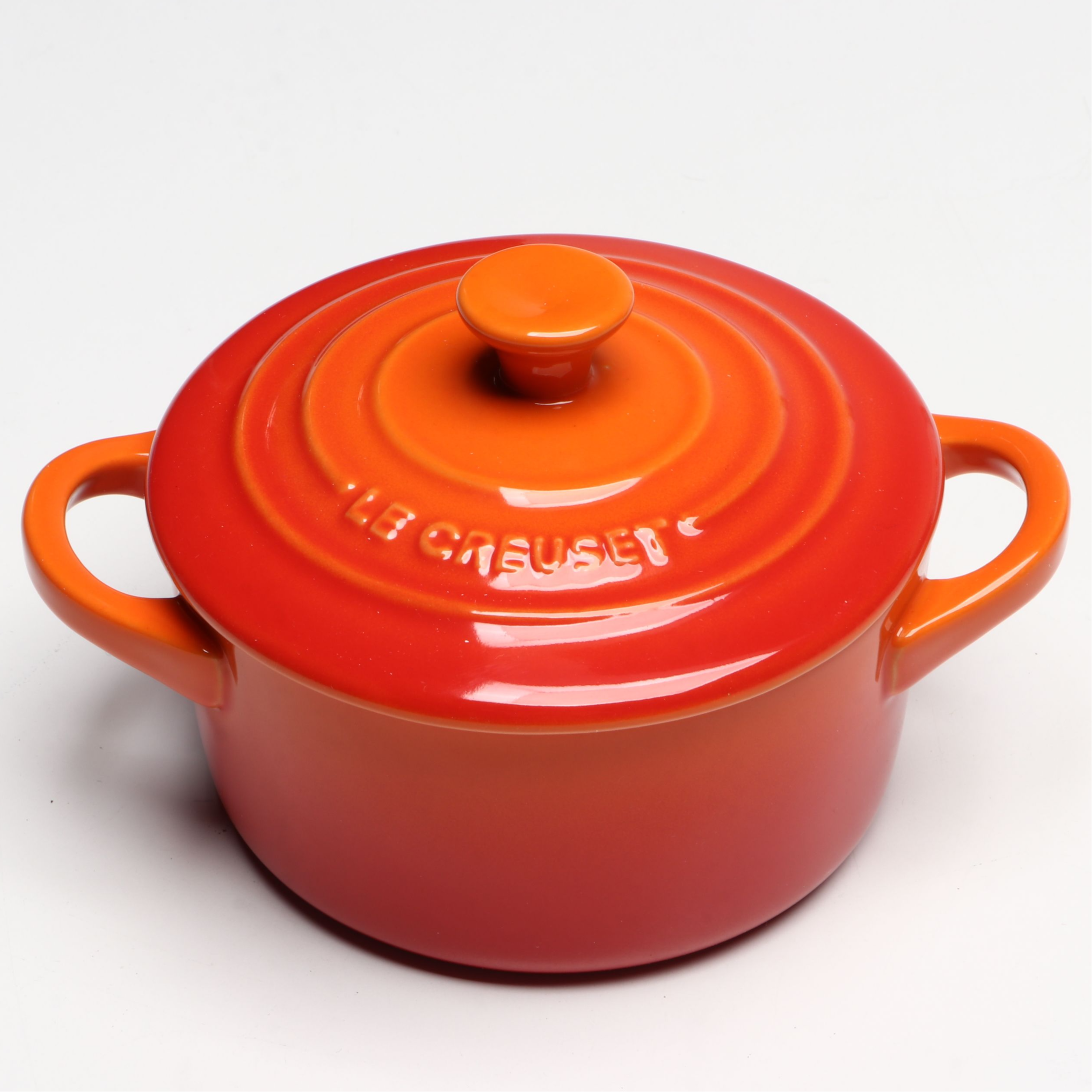 Le Creuset "Flame Orange Mini Cocotte" Stoneware Dutch Ovens