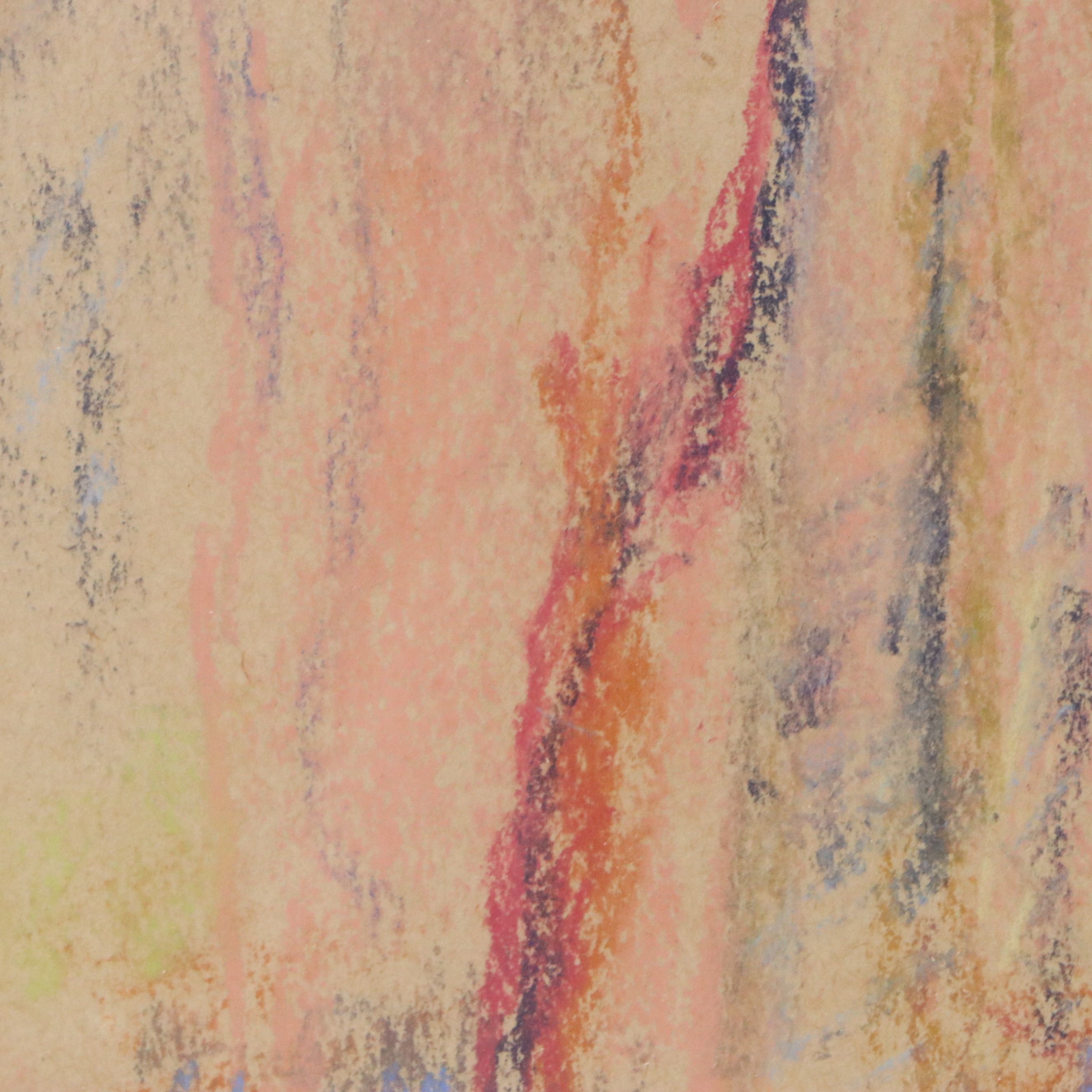 Edith A. Stellar Forest Landscape Chalk Pastel Drawing, 1945