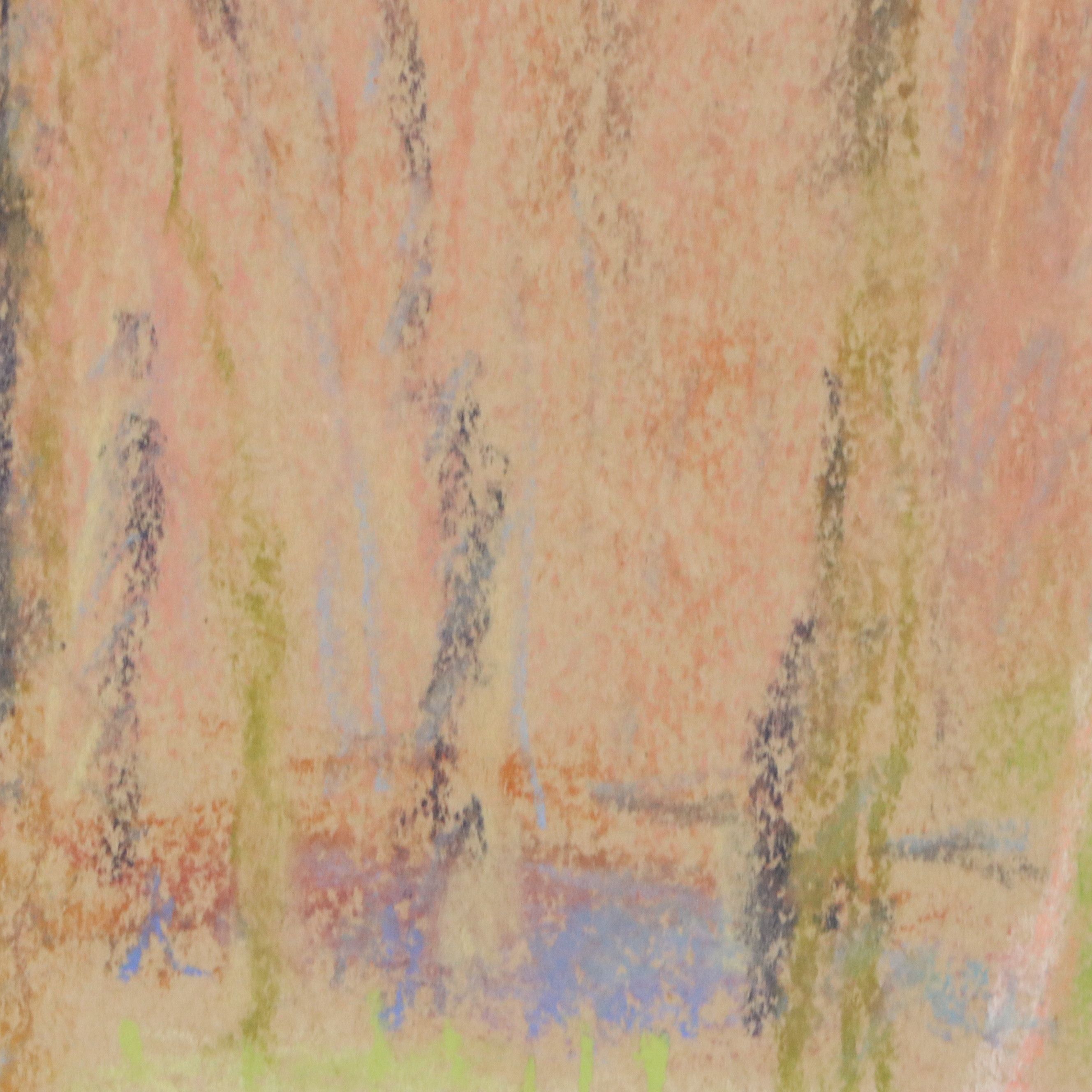 Edith A. Stellar Forest Landscape Chalk Pastel Drawing, 1945