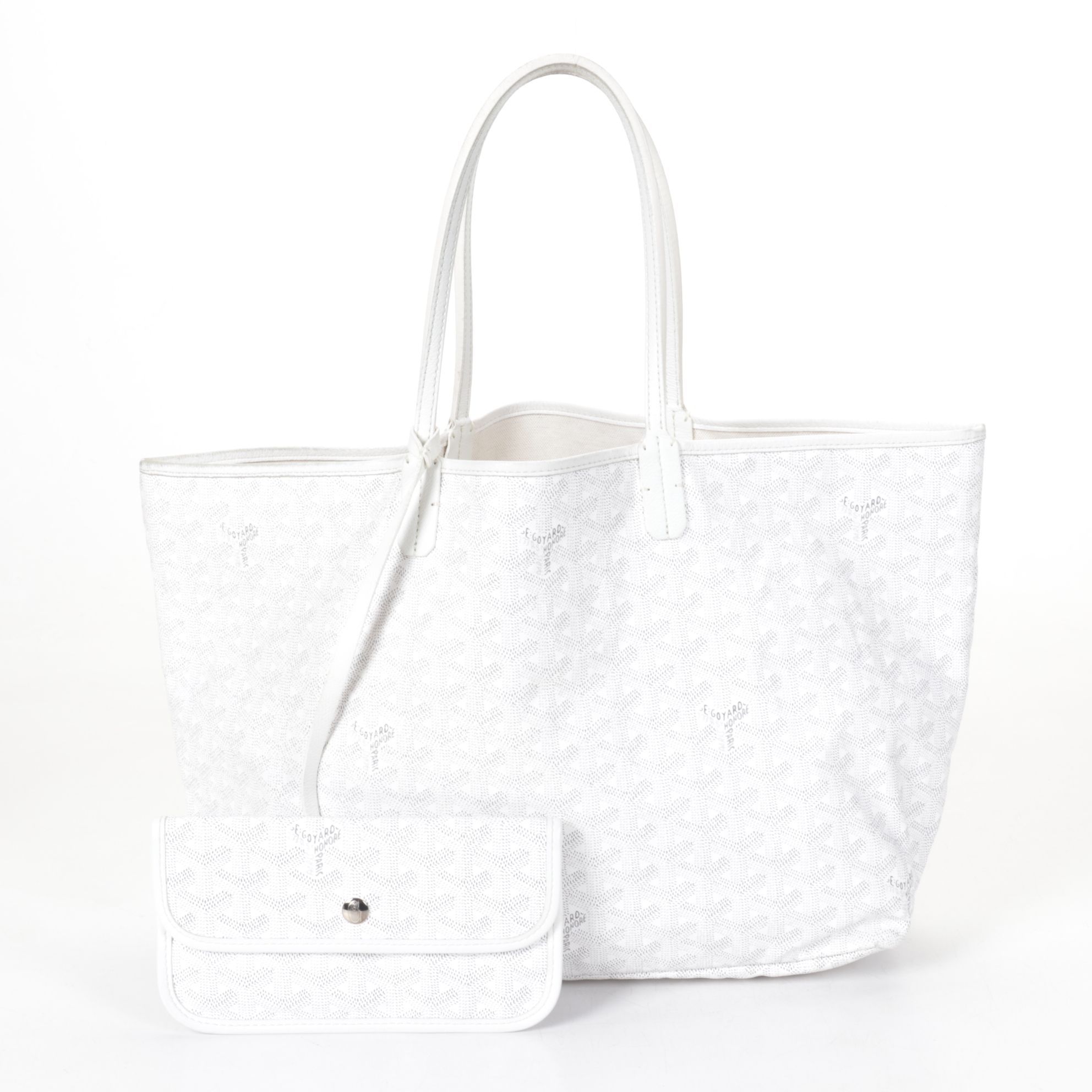 Goyard Saint Louis GM Tote with Pouch in White Goyardine Canvas