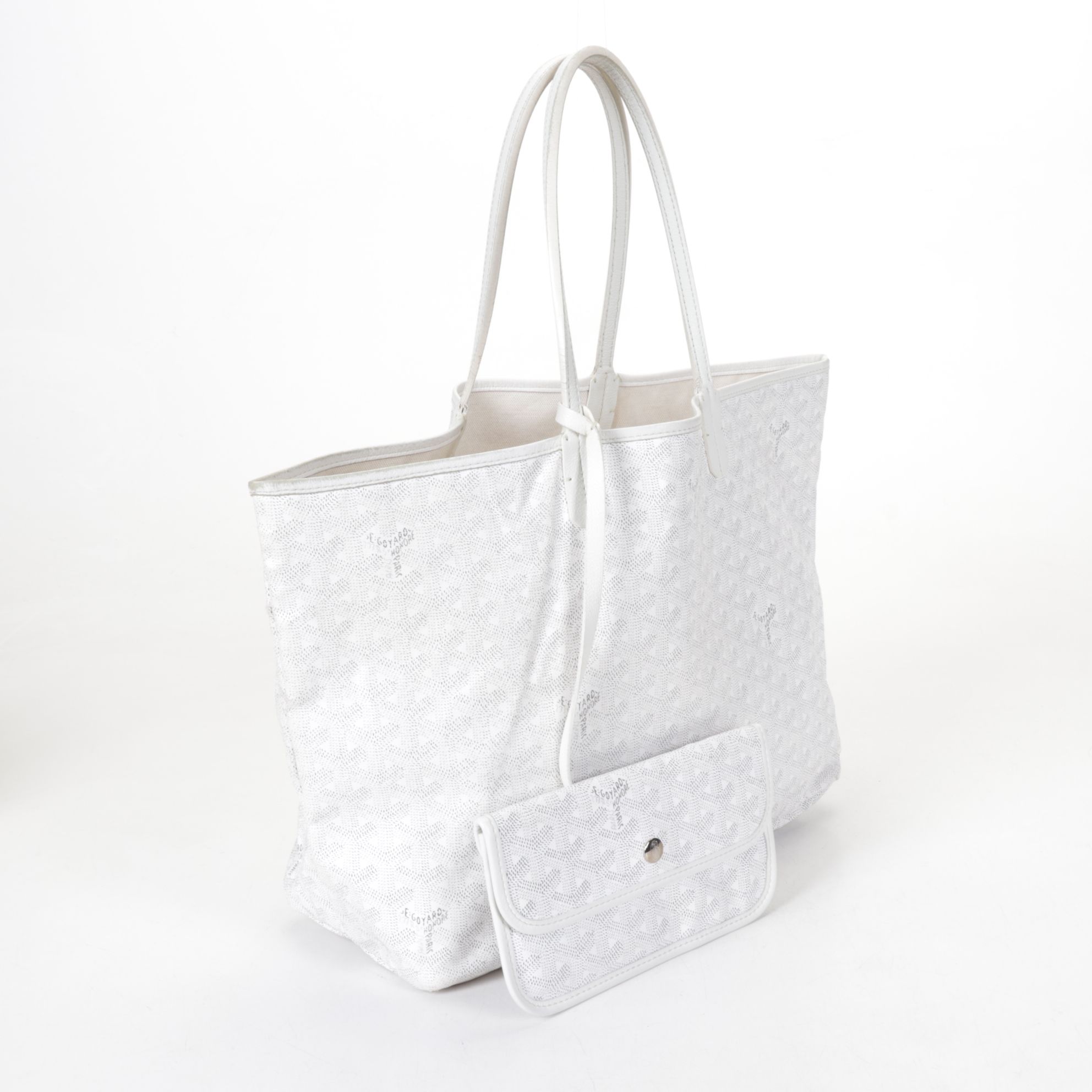 Goyard Saint Louis GM Tote with Pouch in White Goyardine Canvas