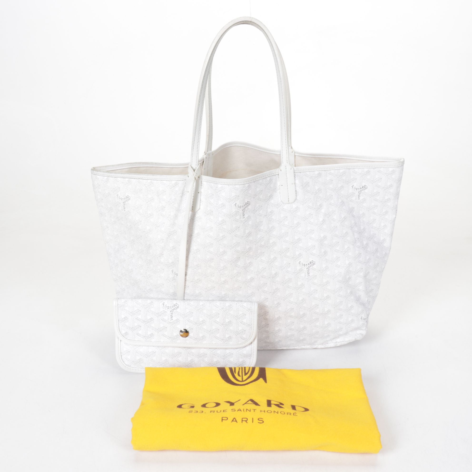 Goyard Saint Louis GM Tote with Pouch in White Goyardine Canvas