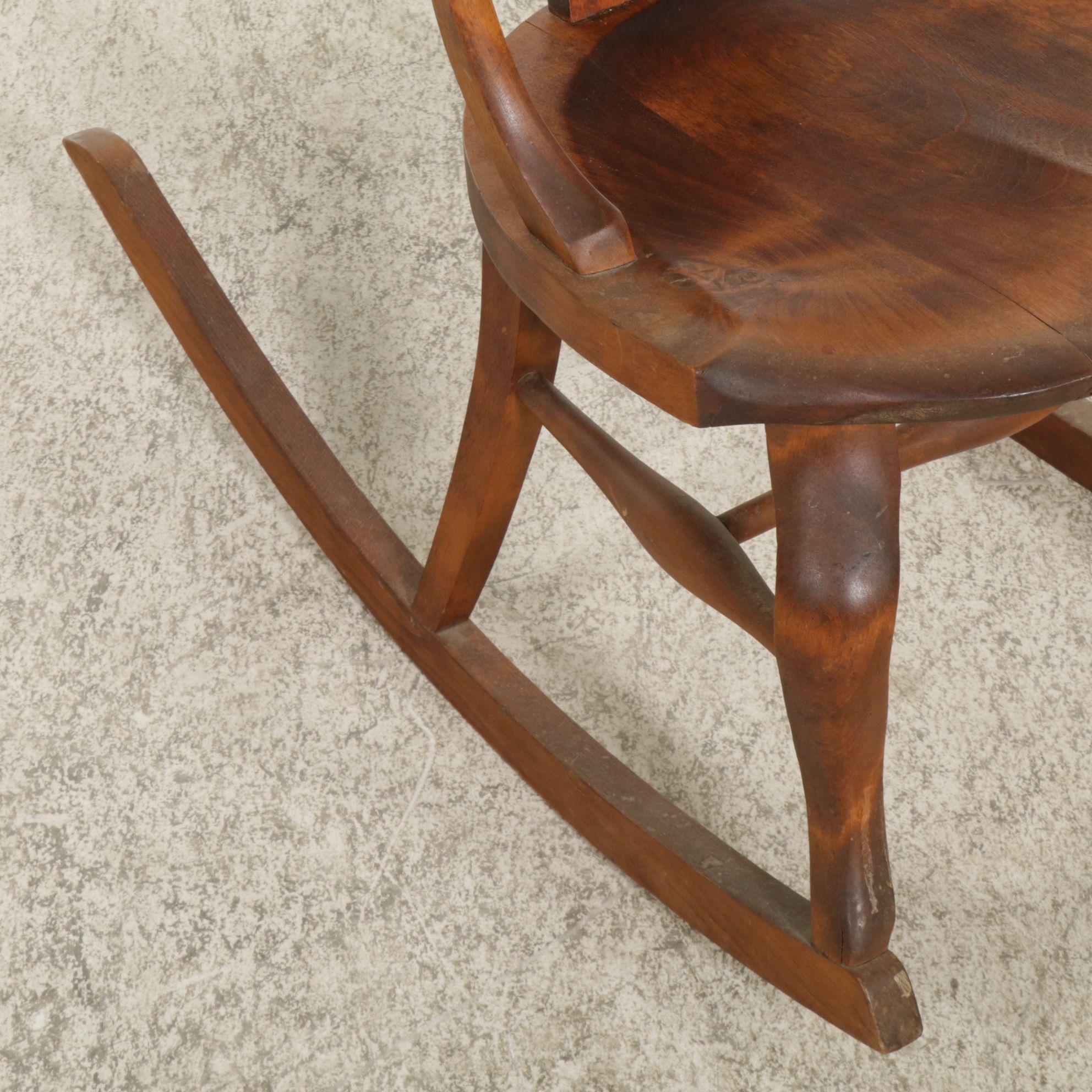 Victorian Carved Walnut Shield-Back Rocking Chair, Early 20th Century
