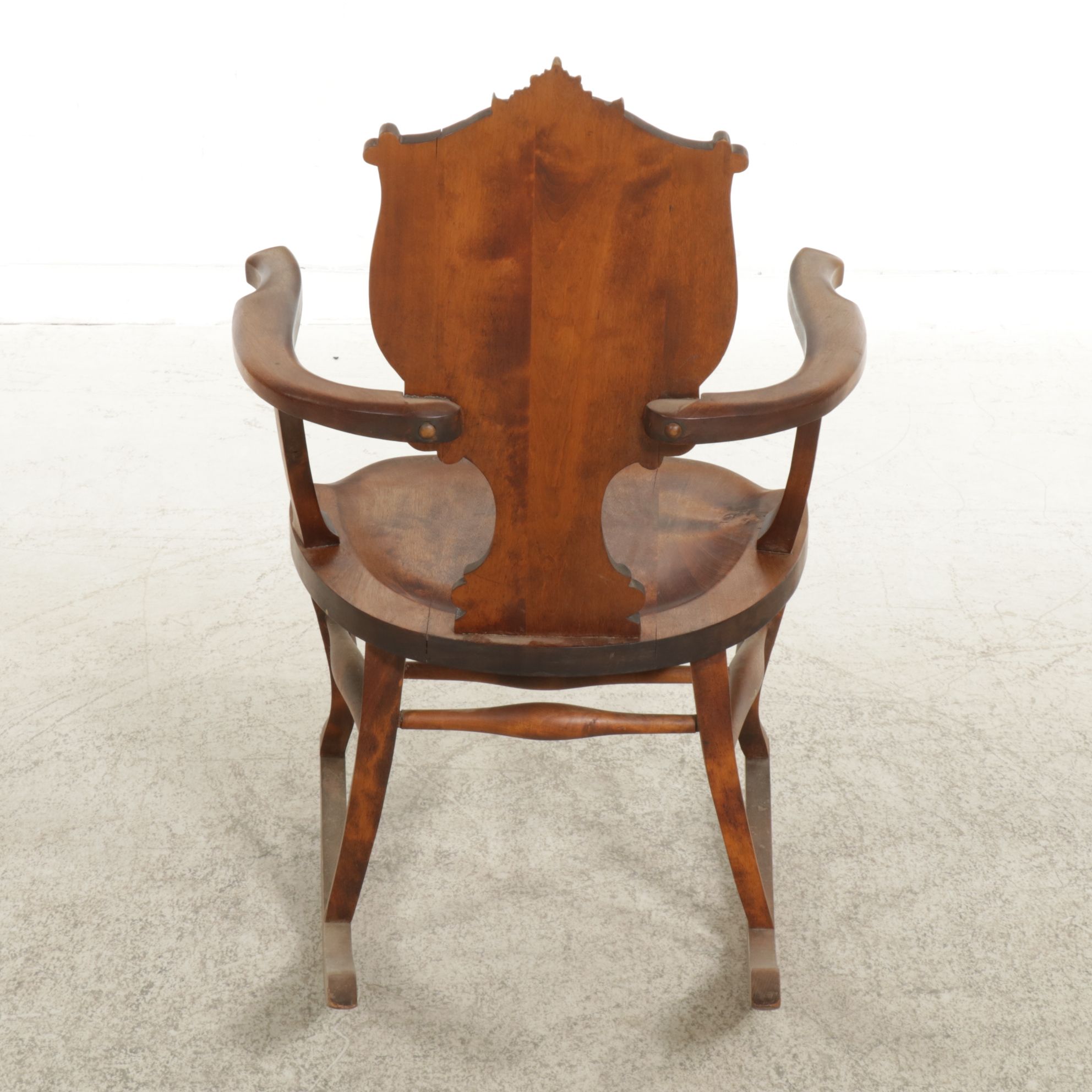 Victorian Carved Walnut Shield-Back Rocking Chair, Early 20th Century