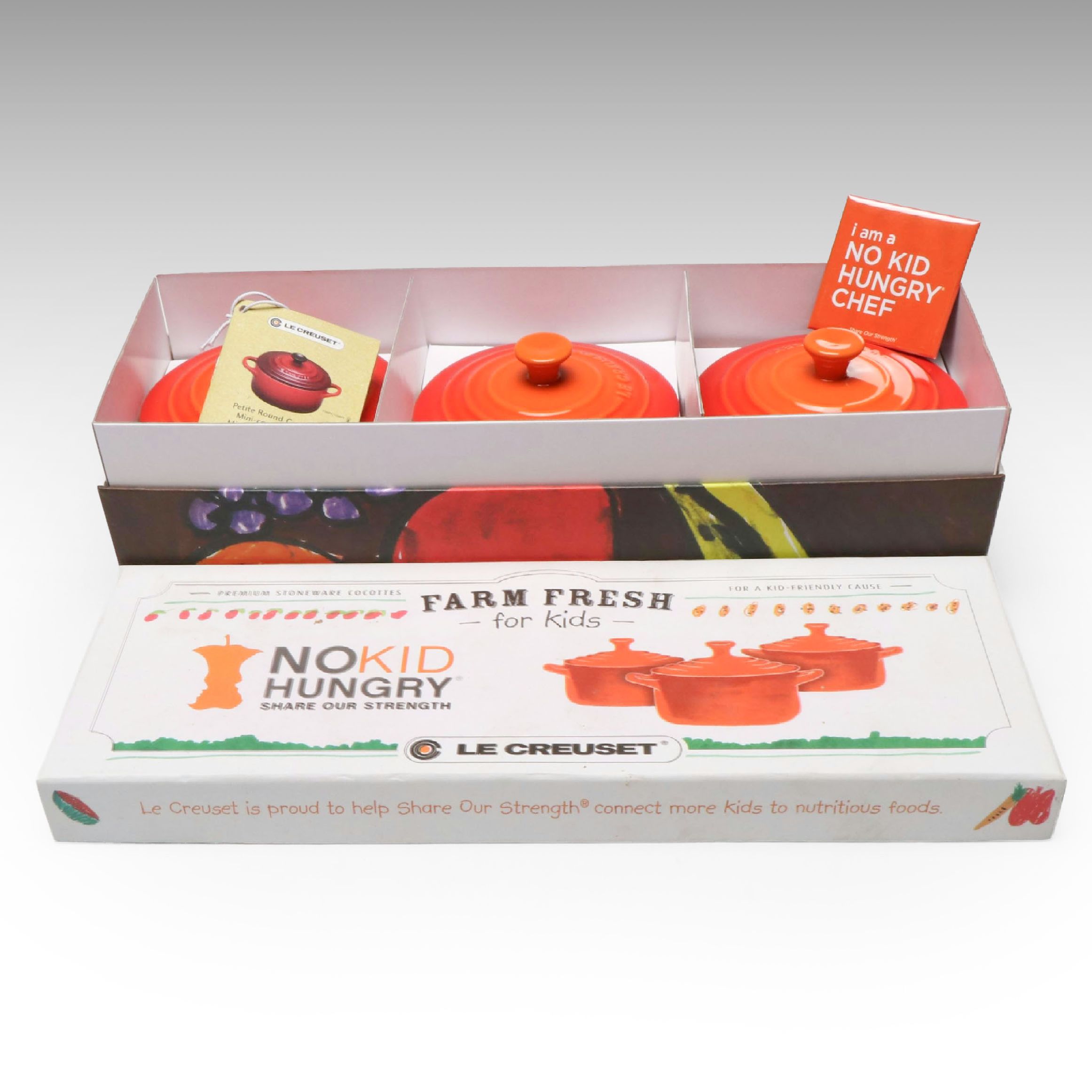 Le Creuset "Flame Orange Mini Cocotte" Stoneware Dutch Ovens