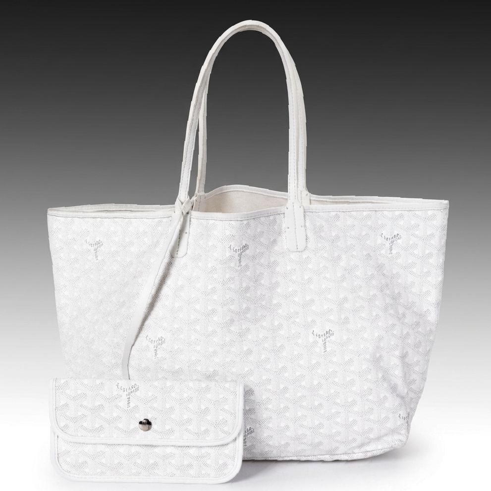 Goyard Saint Louis GM Tote with Pouch in White Goyardine Canvas