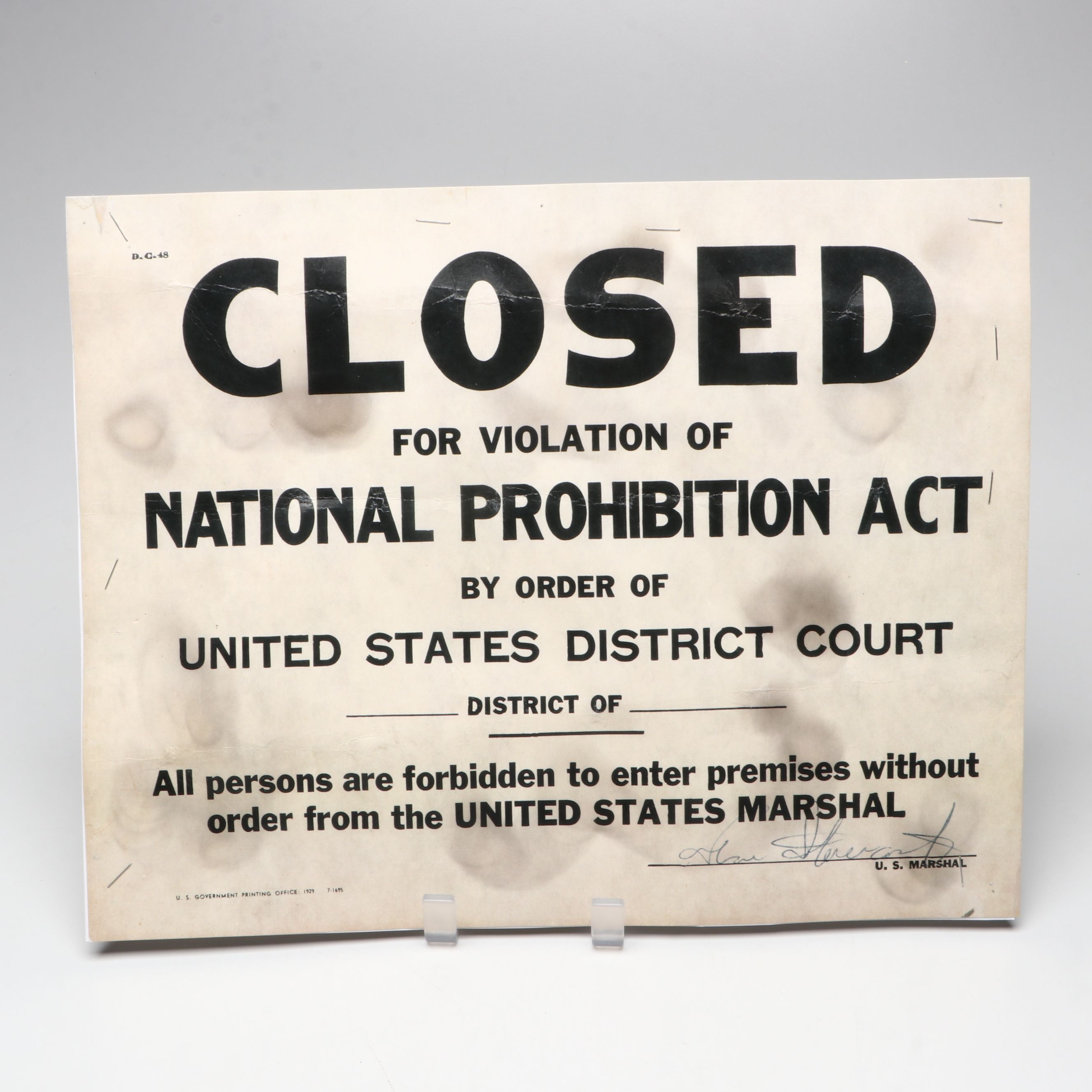Prohibition Style Whisky Prescription Form with Reproduction Sign