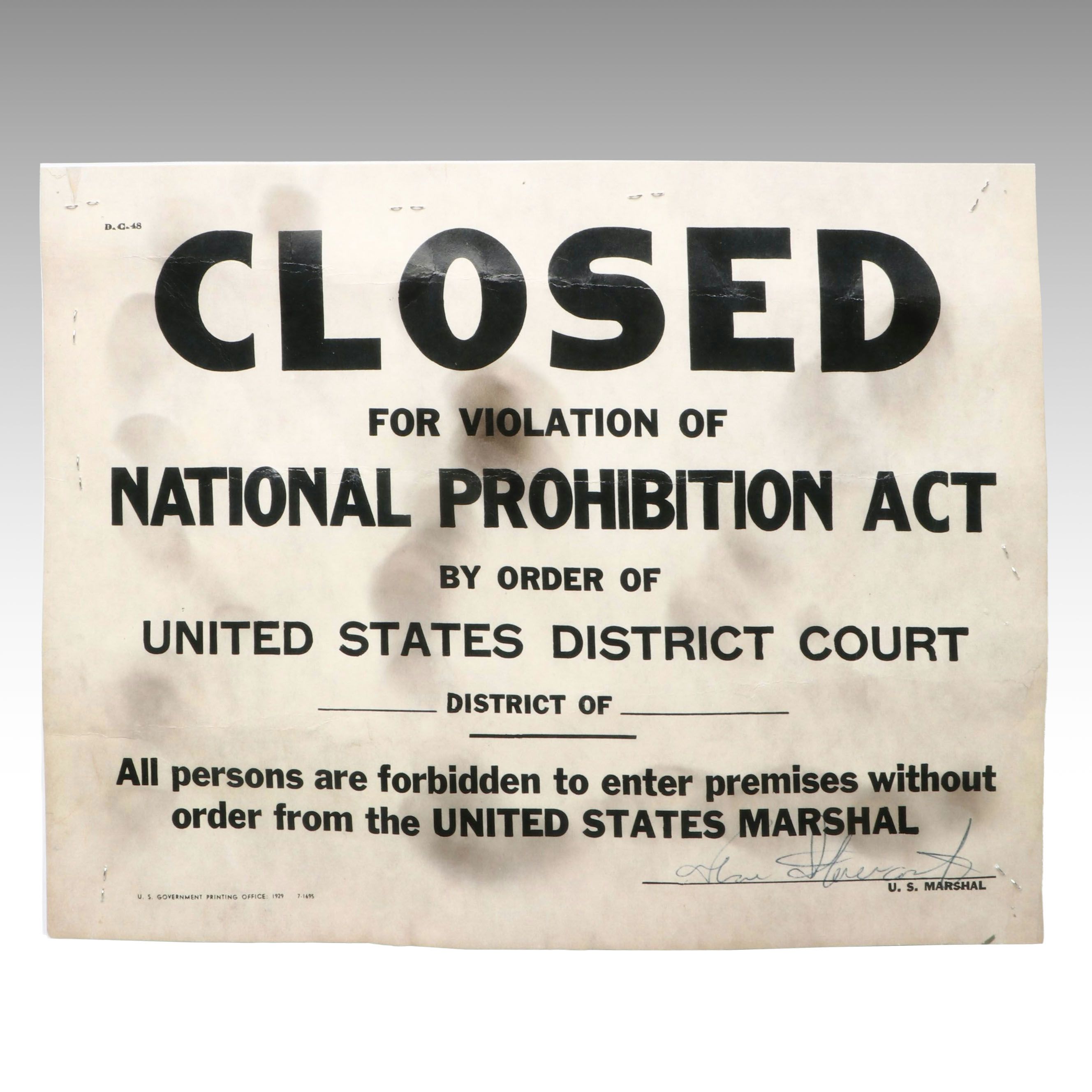 Prohibition Style Whisky Prescription Form with Reproduction Sign