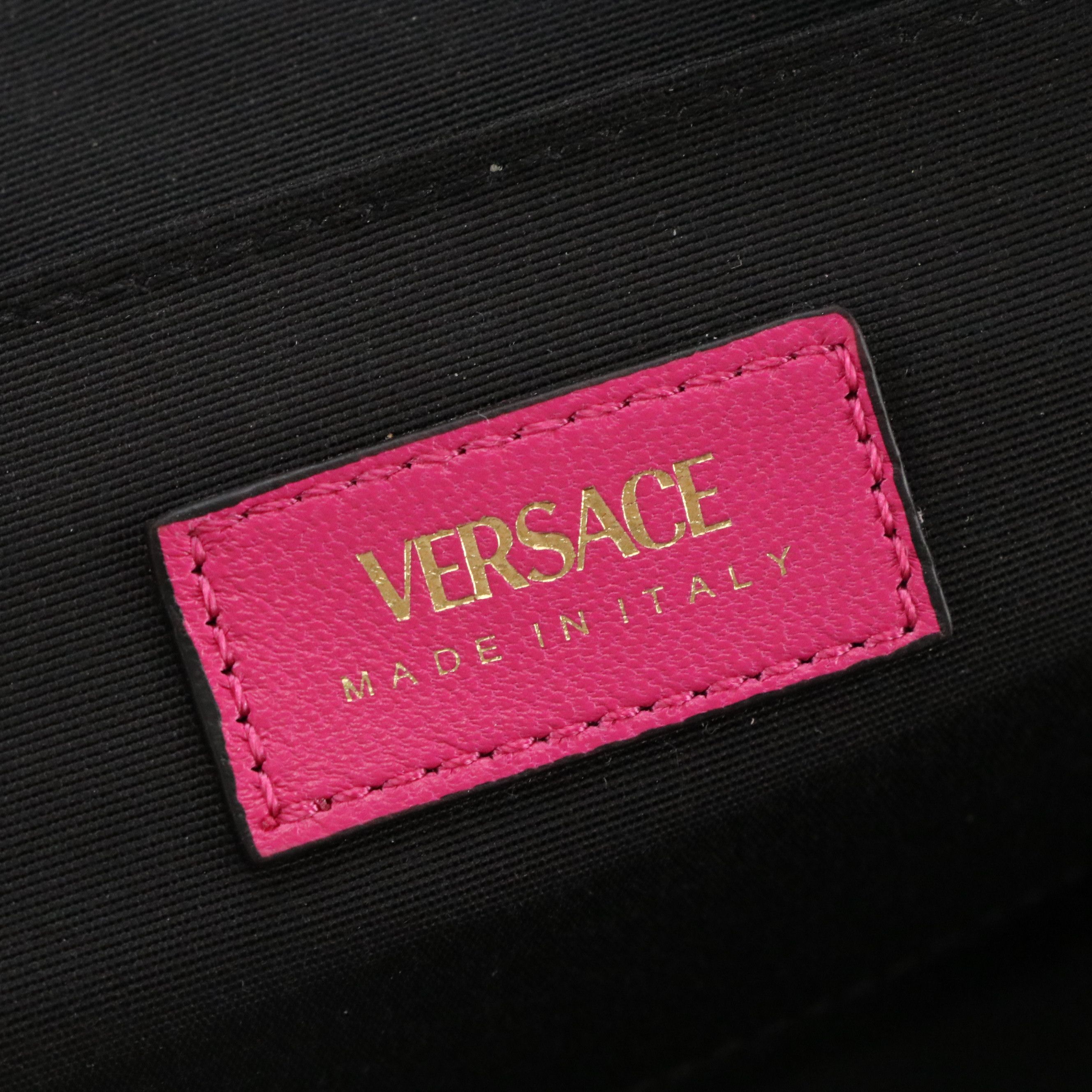 Versace La Medusa Crossbody Camera Bag in Hot Pink Quilted and Smooth Leather