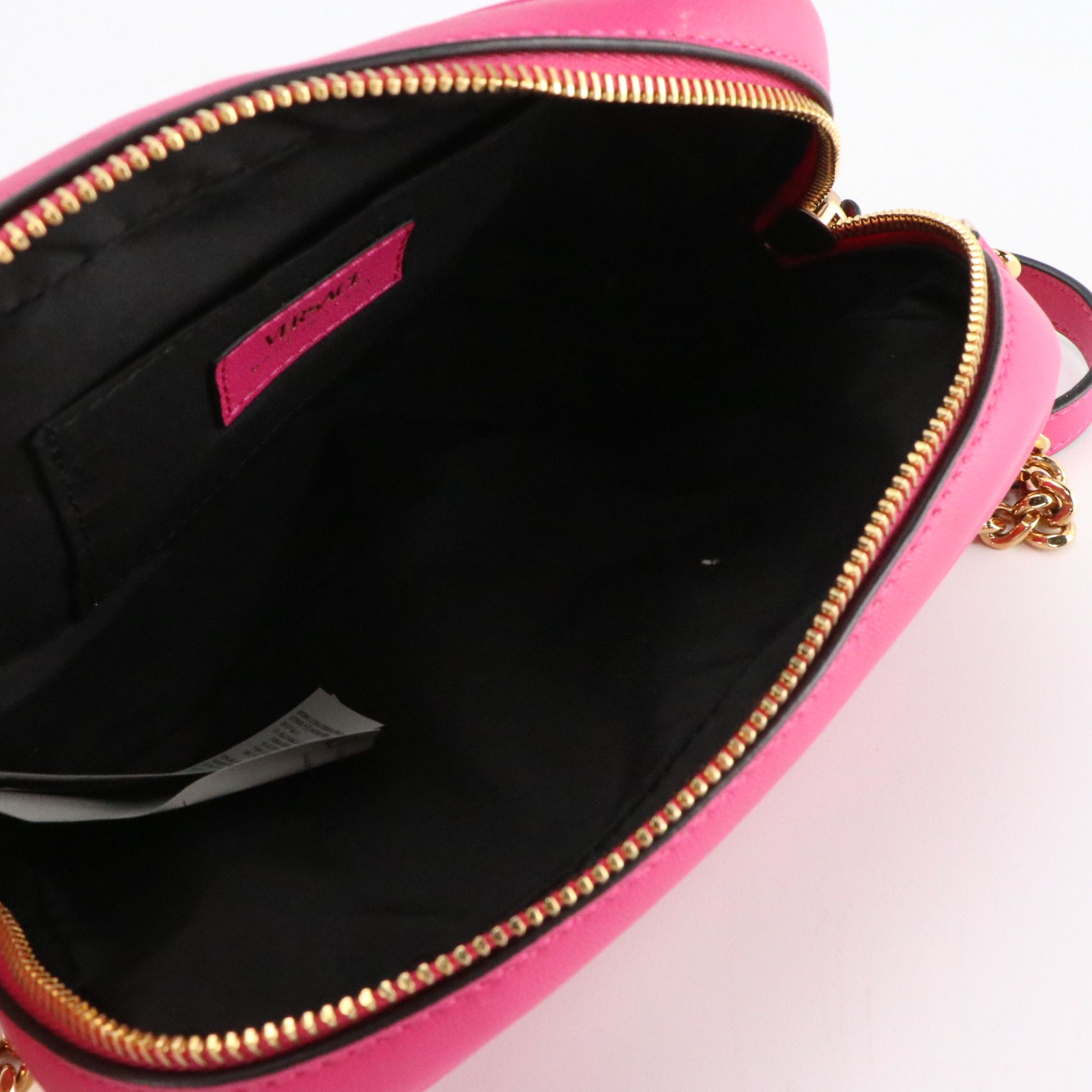 Versace La Medusa Crossbody Camera Bag in Hot Pink Quilted and Smooth Leather