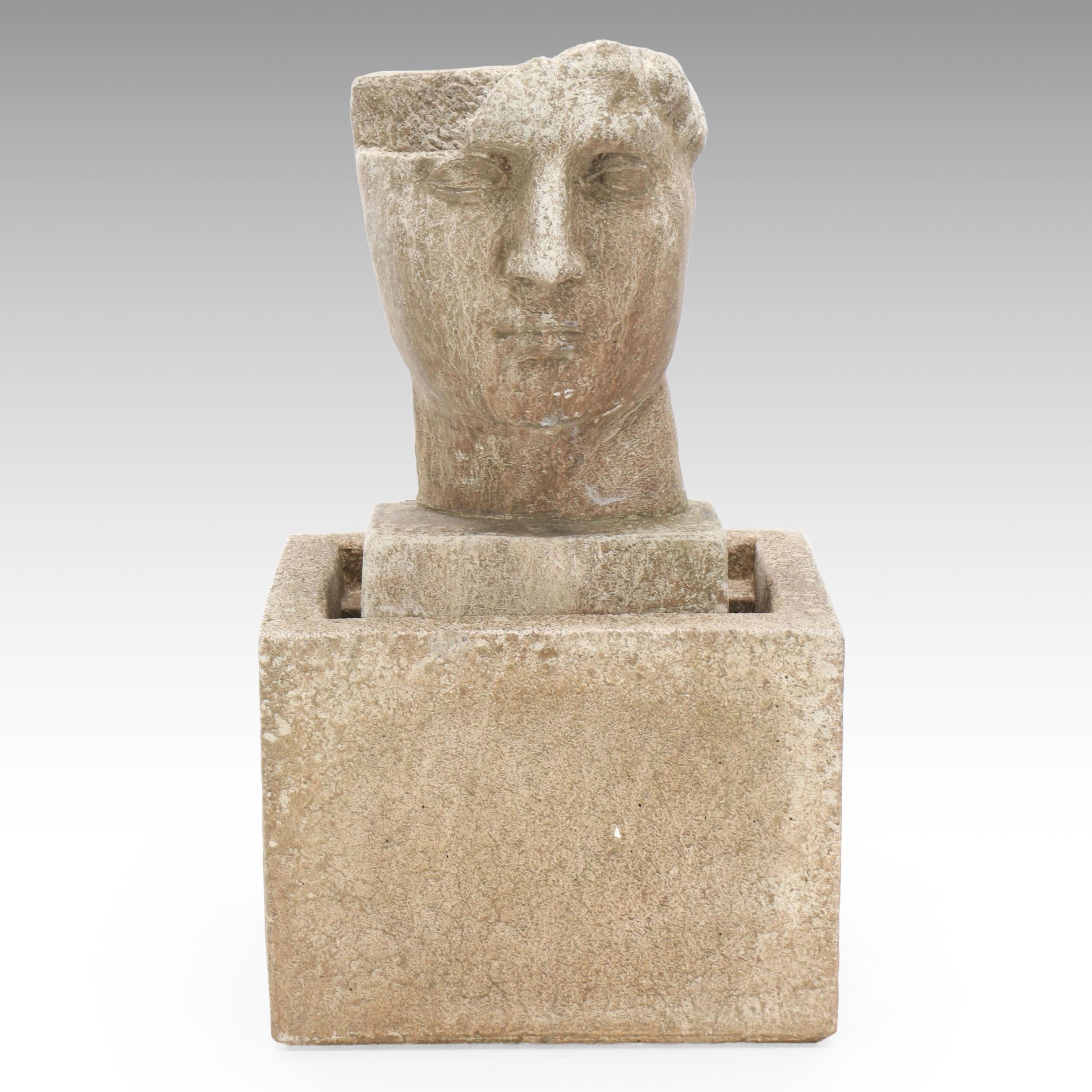 Concrete Bust Outdoor Fountain | EBTH