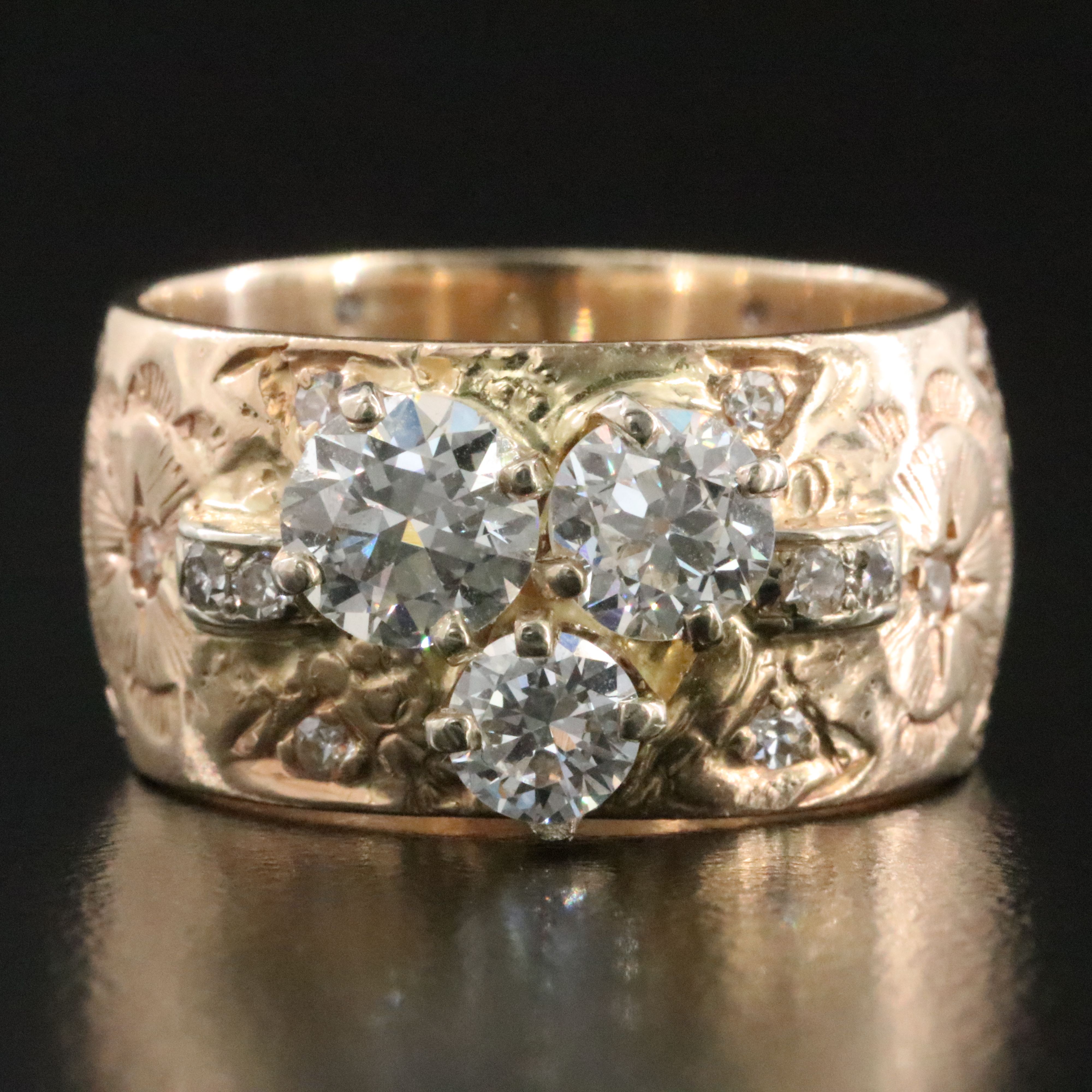 14K 1.36 CTW Diamond Floral Band