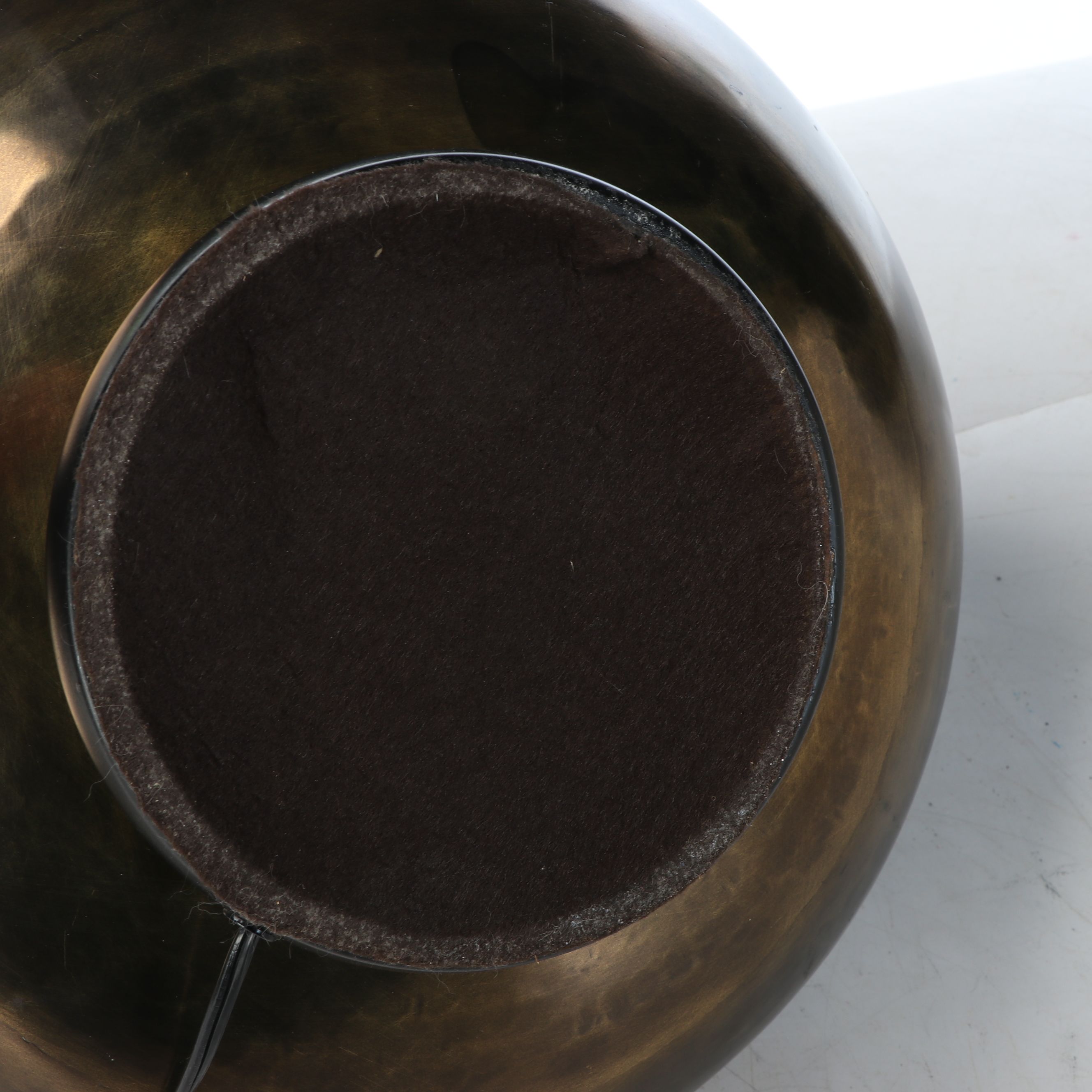 Bulbous Form Bronzed Metal Vessel Table Lamp with Corset Shade