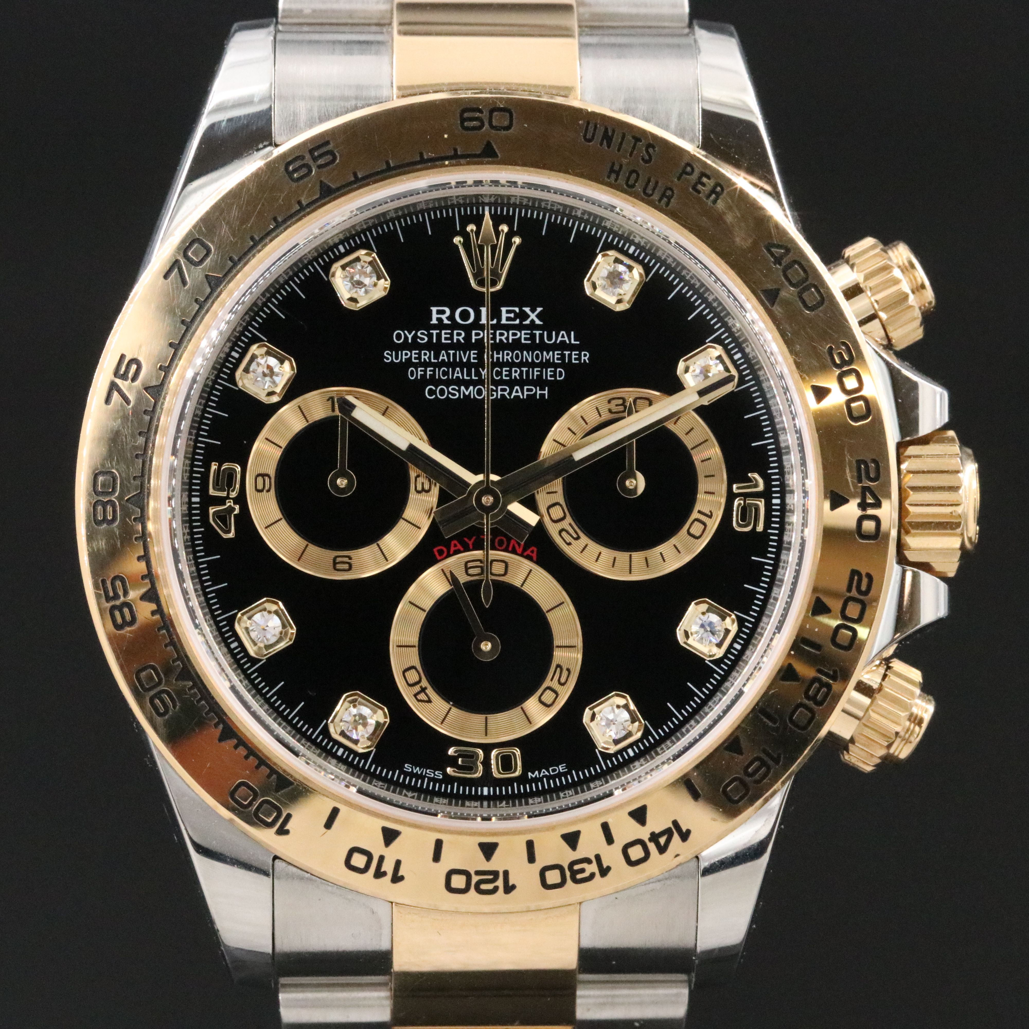 Rolex Cosmograph Daytona Two Tone Factory Diamond Black Dial Watch