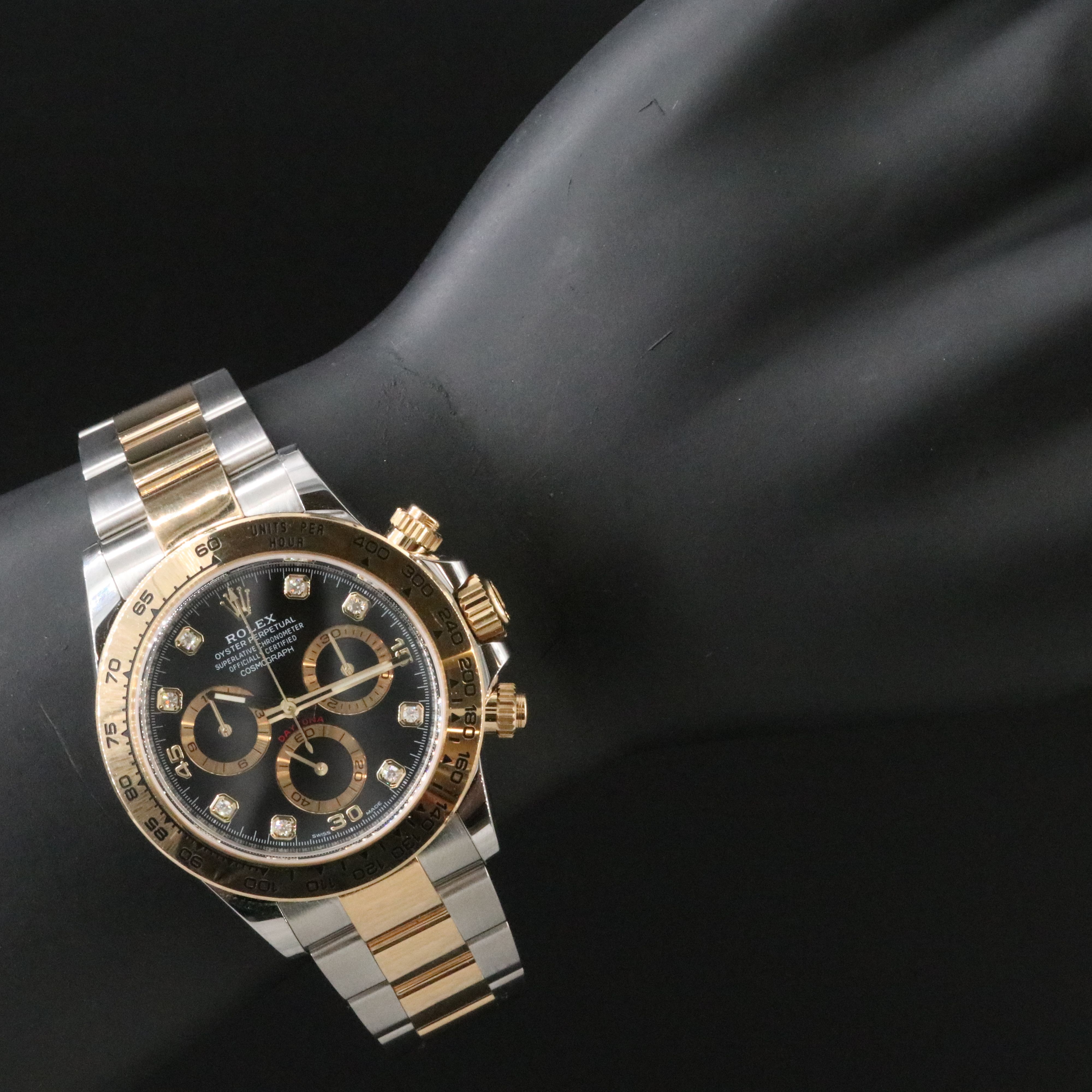 Rolex Cosmograph Daytona Two Tone Factory Diamond Black Dial Watch