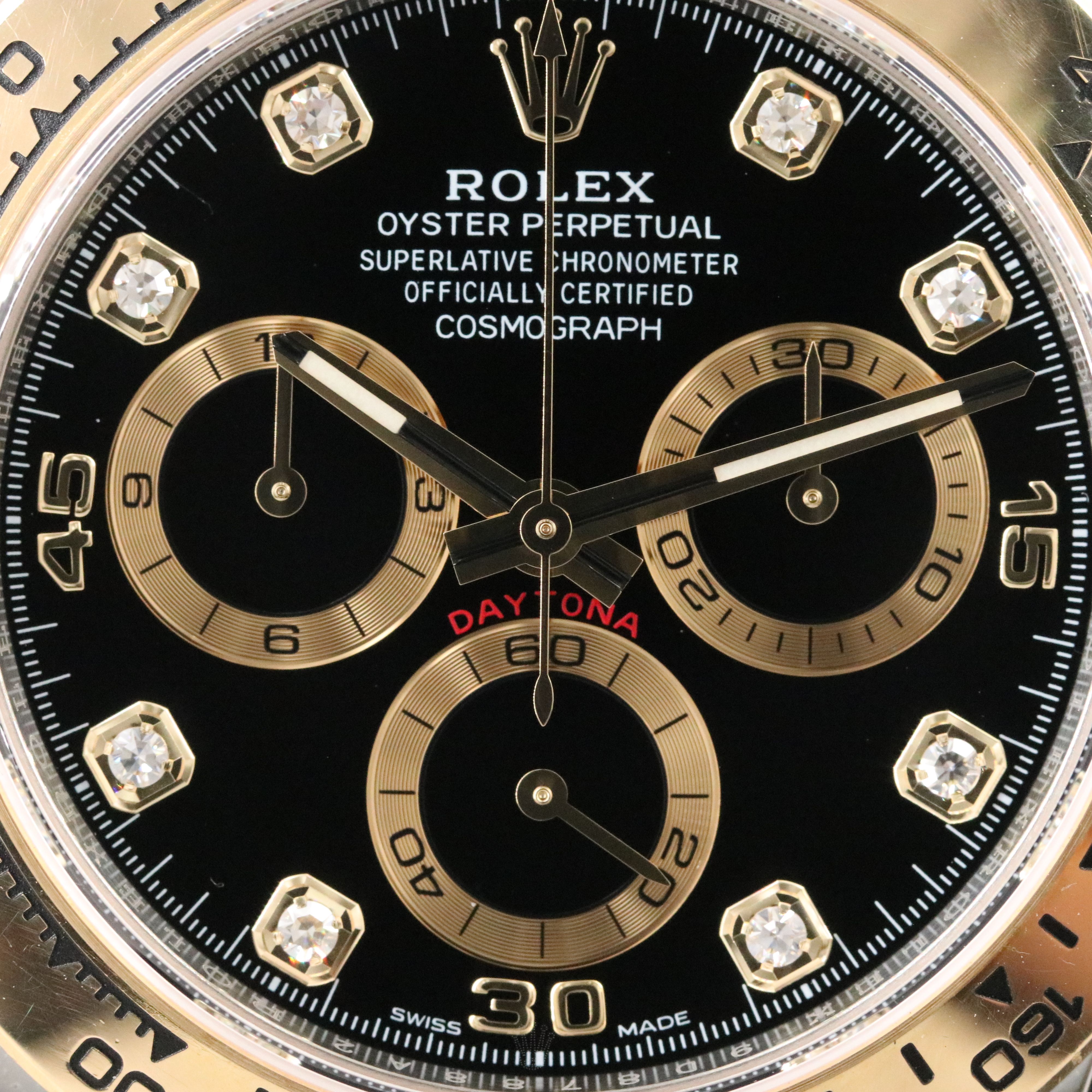 Rolex Cosmograph Daytona Two Tone Factory Diamond Black Dial Watch