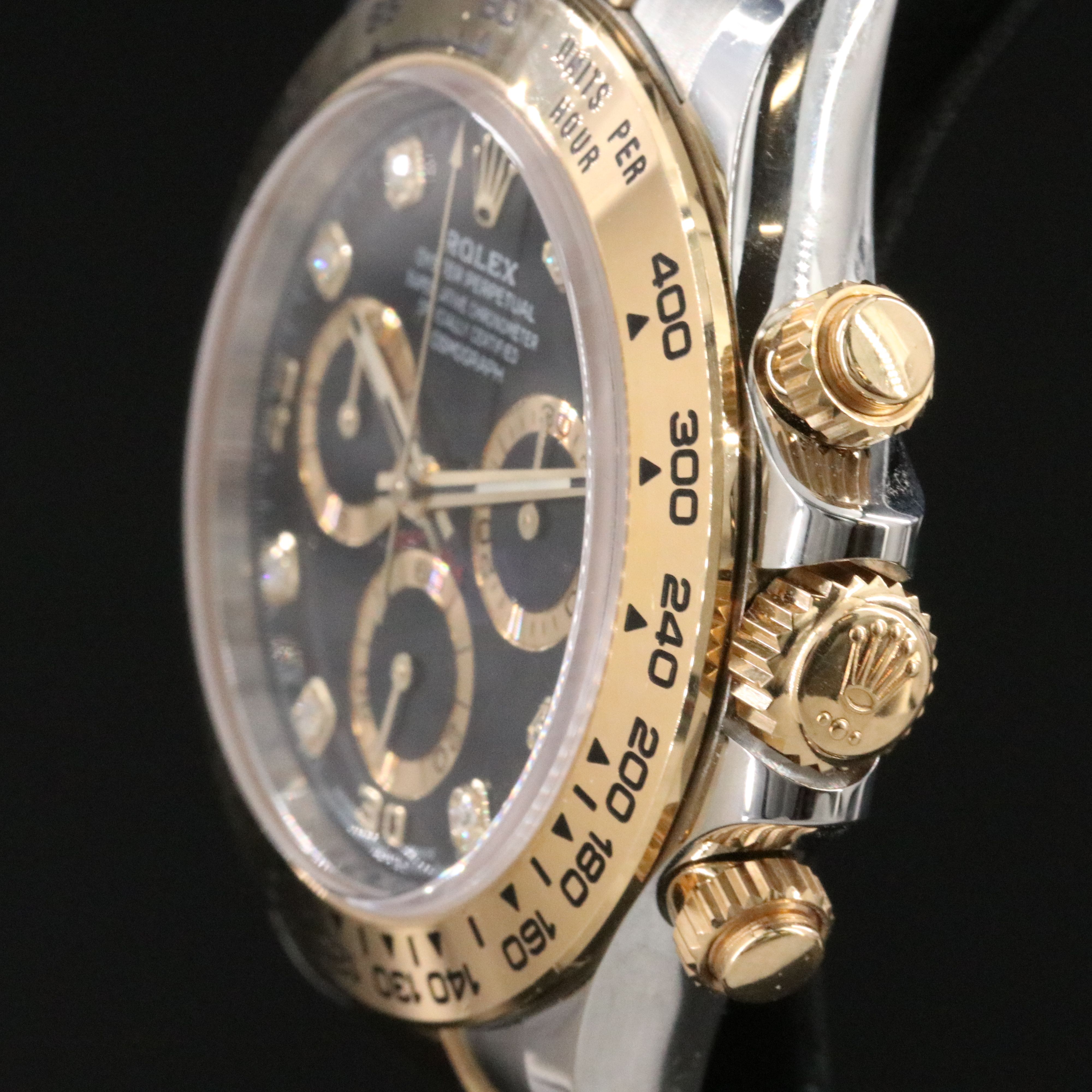 Rolex Cosmograph Daytona Two Tone Factory Diamond Black Dial Watch