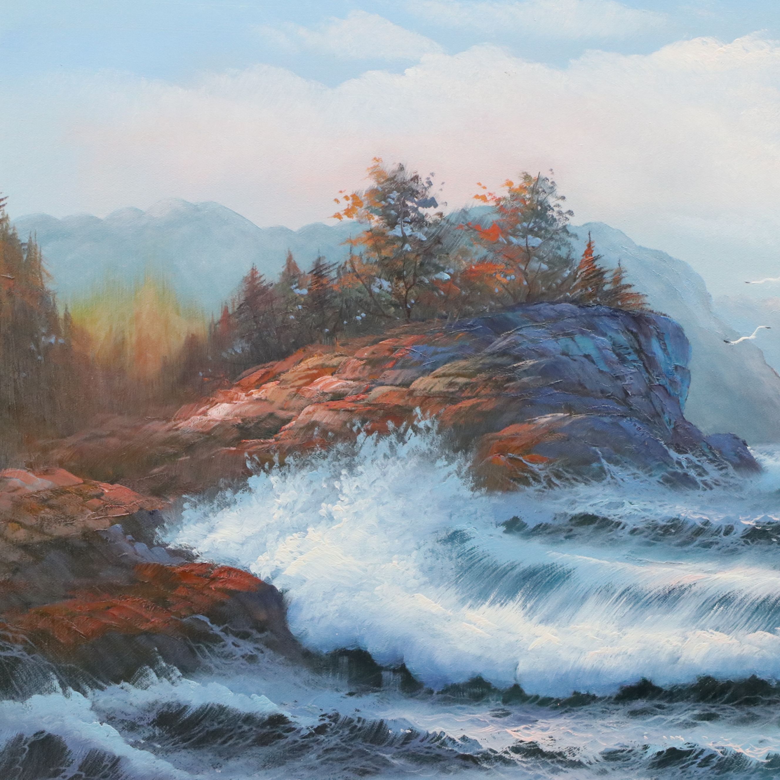Matt Thomas Seascape Oil Painting, Late 20th Century
