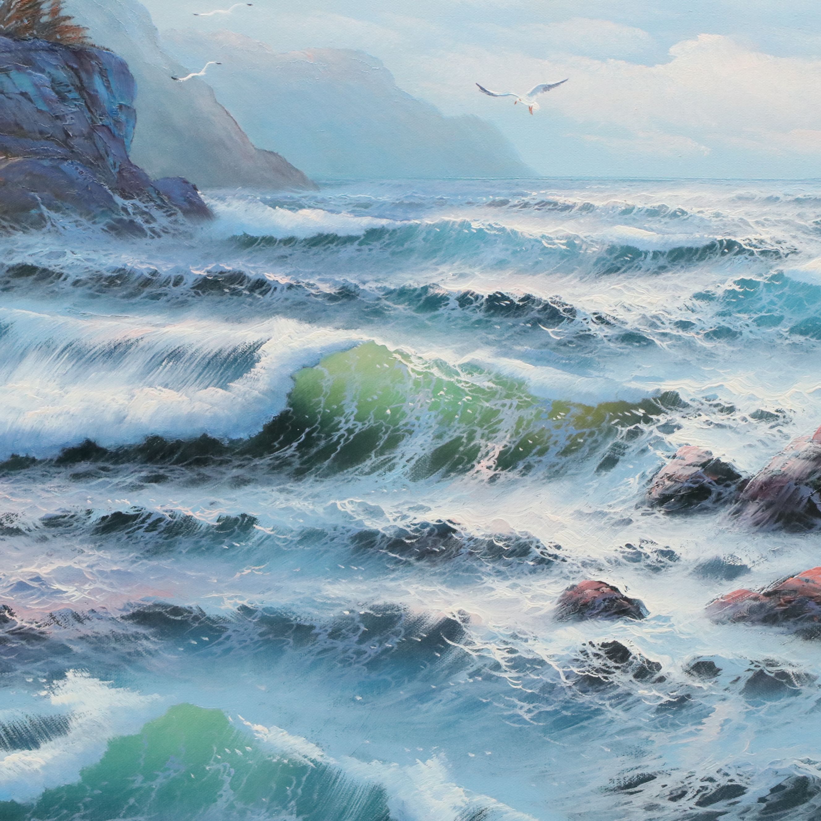 Matt Thomas Seascape Oil Painting, Late 20th Century
