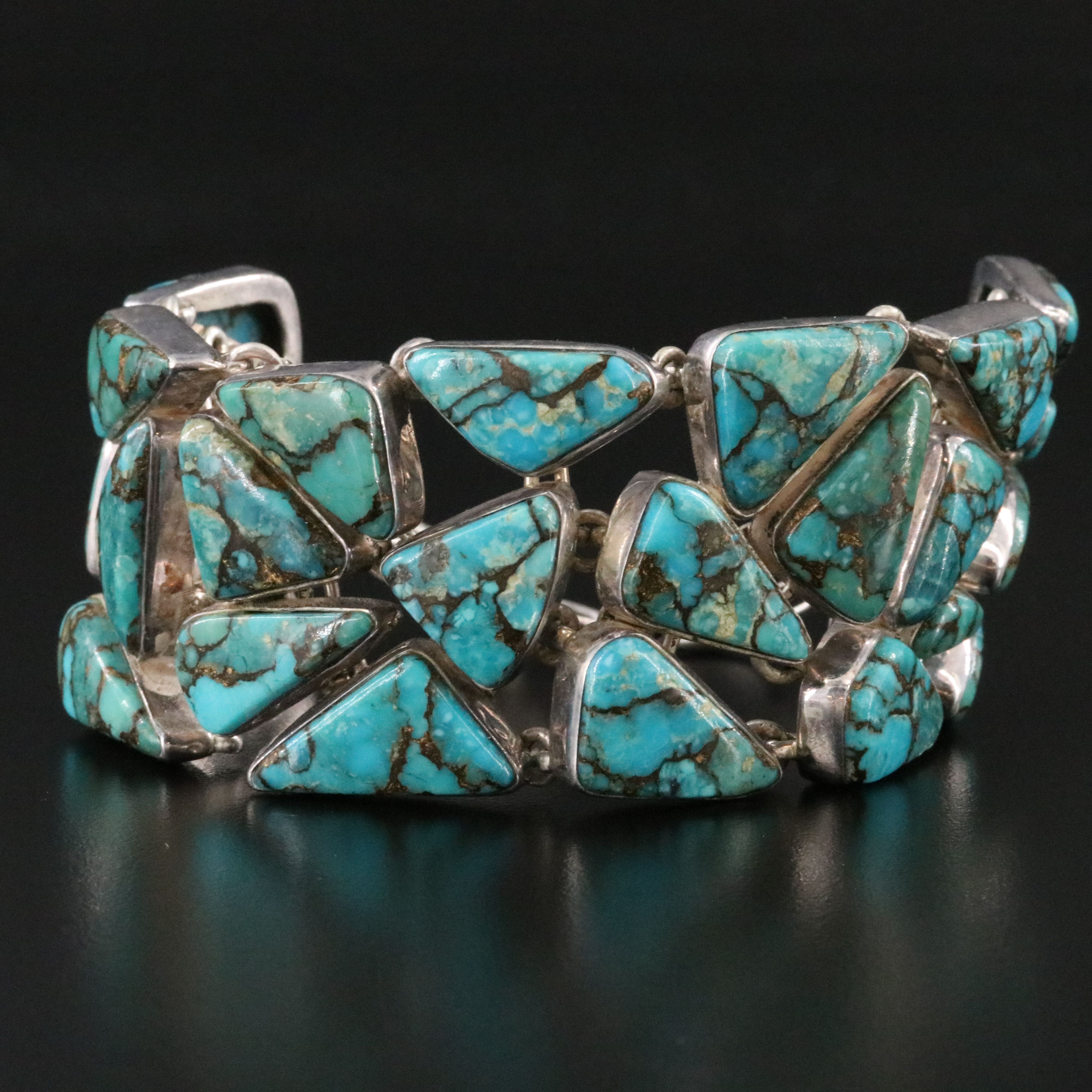 Sterling Turquoise Wide Bracelet
