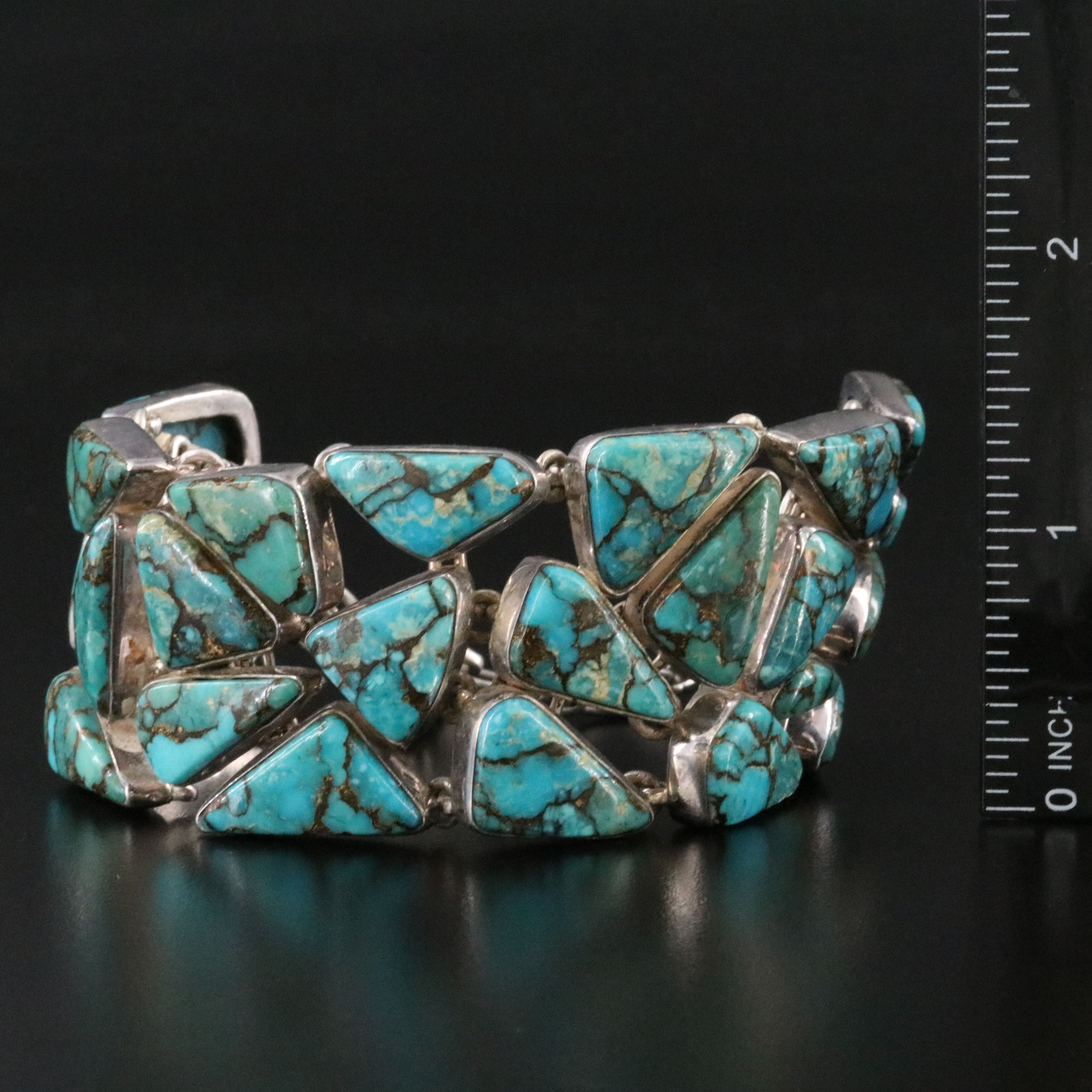 Sterling Turquoise Wide Bracelet