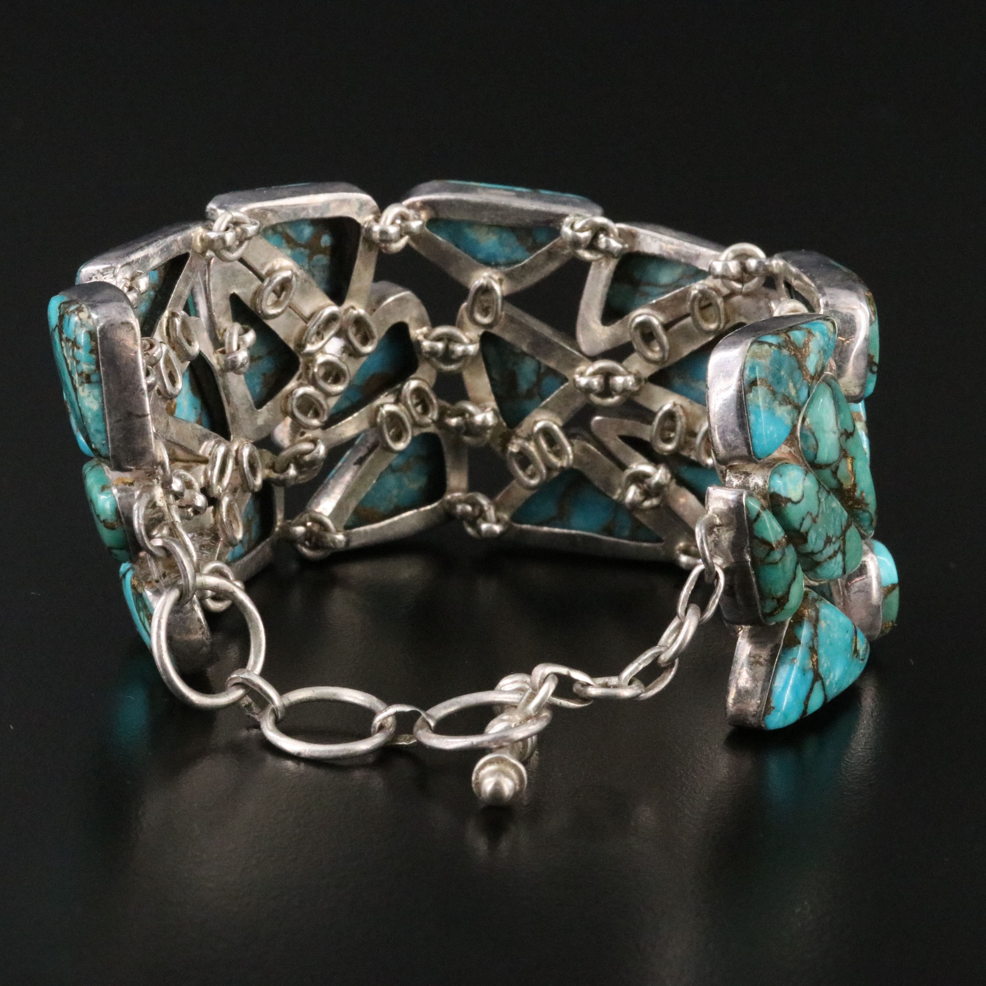 Sterling Turquoise Wide Bracelet