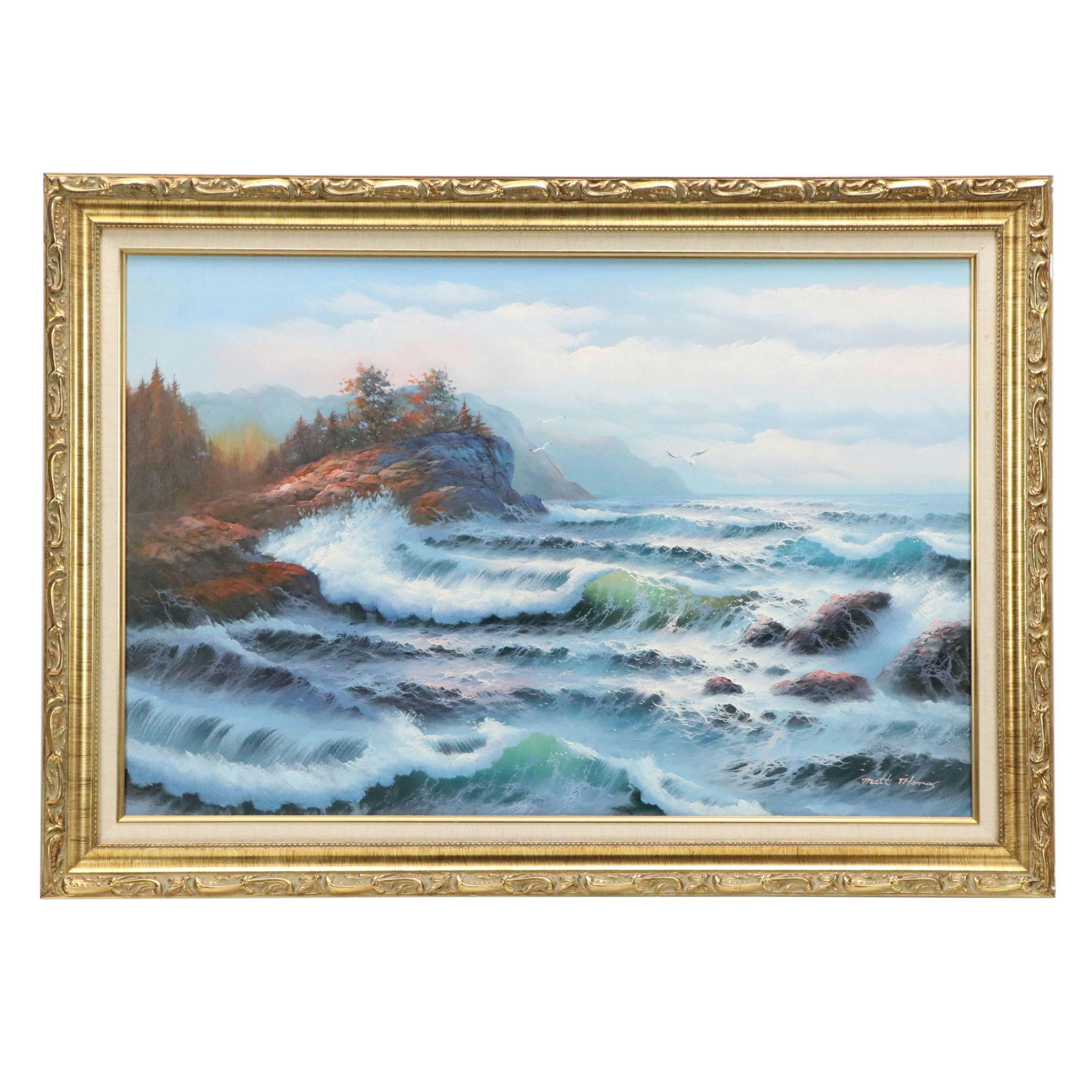 Matt Thomas Seascape Oil Painting, Late 20th Century