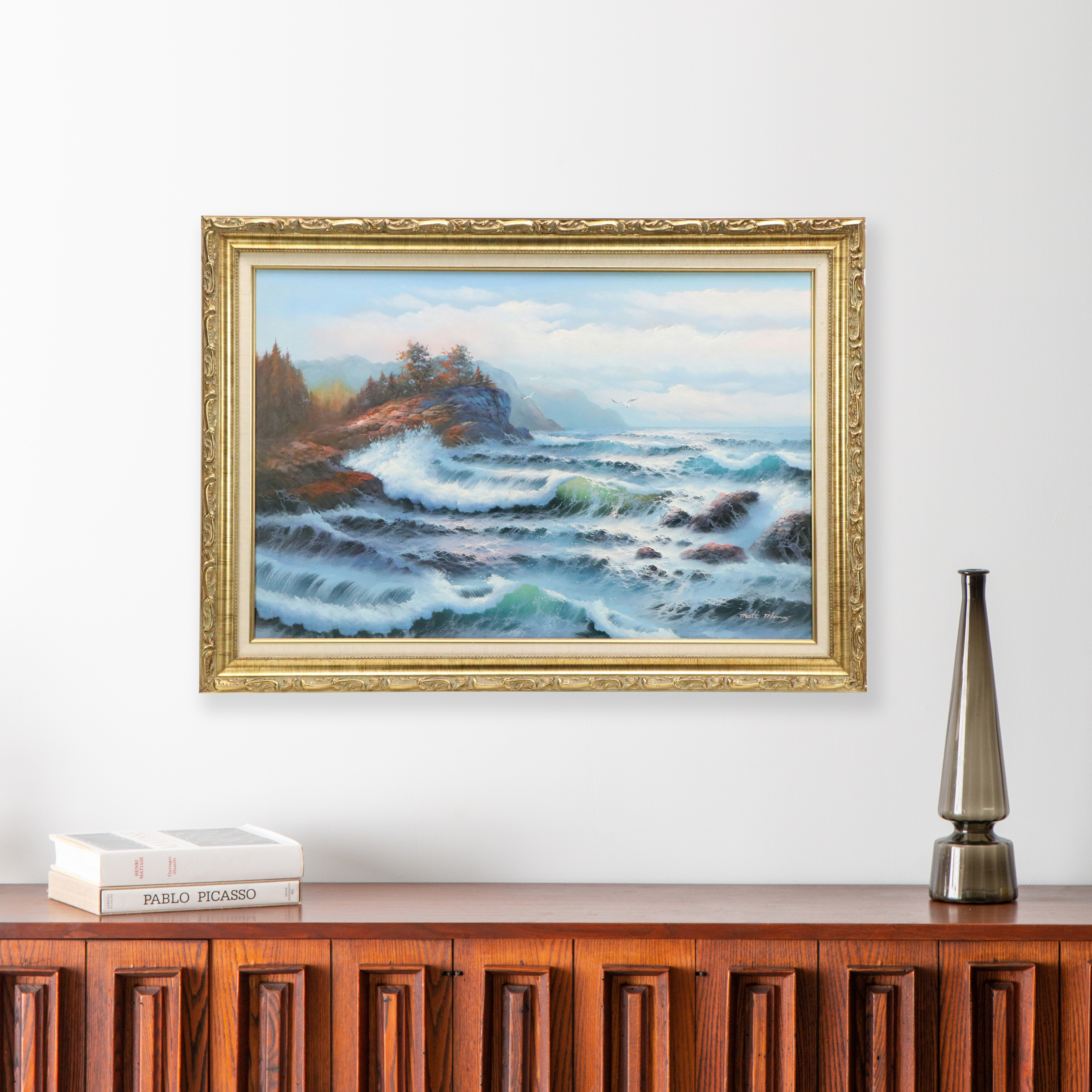 Matt Thomas Seascape Oil Painting, Late 20th Century