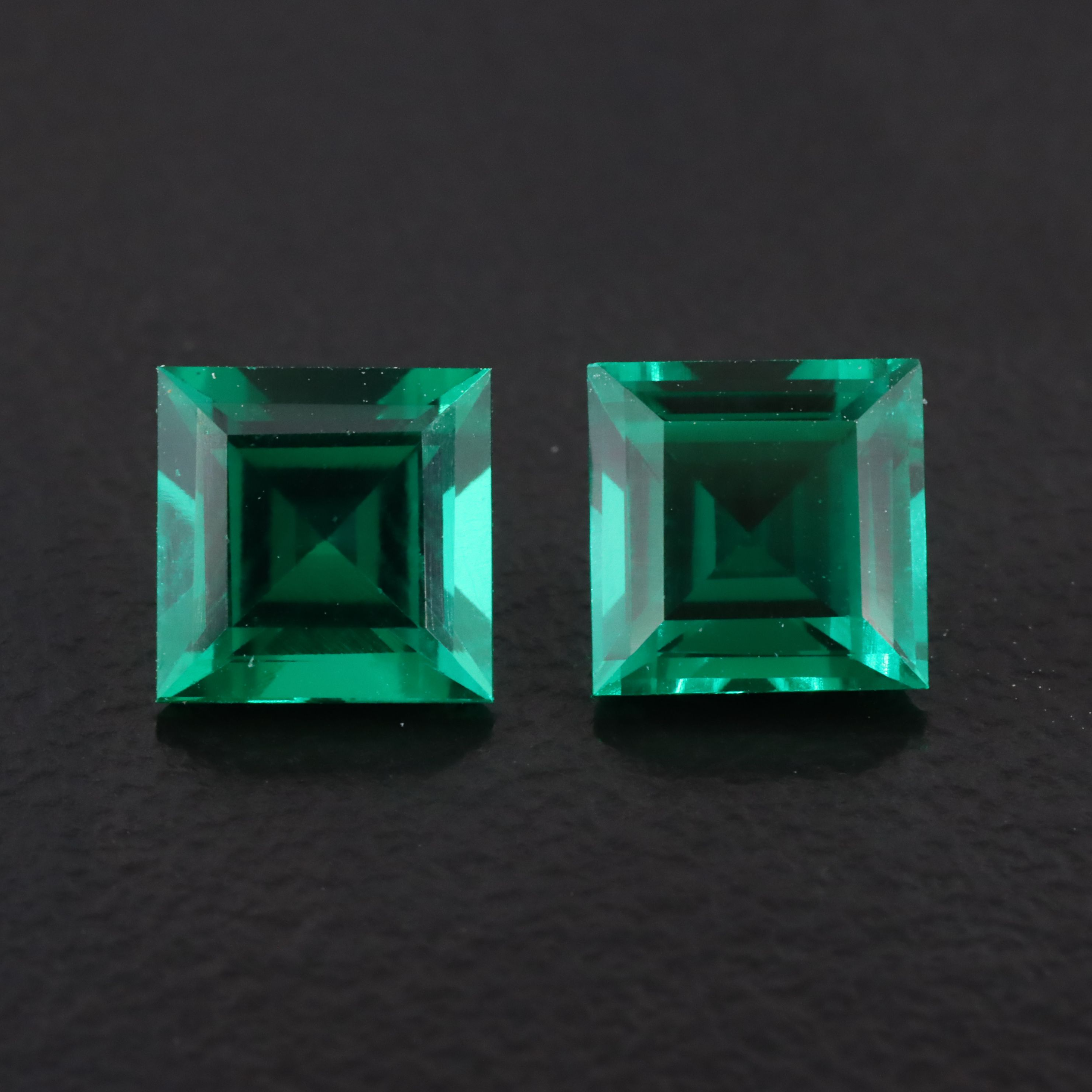 Loose 1.89 CTW Lab Grown Emerald Pair