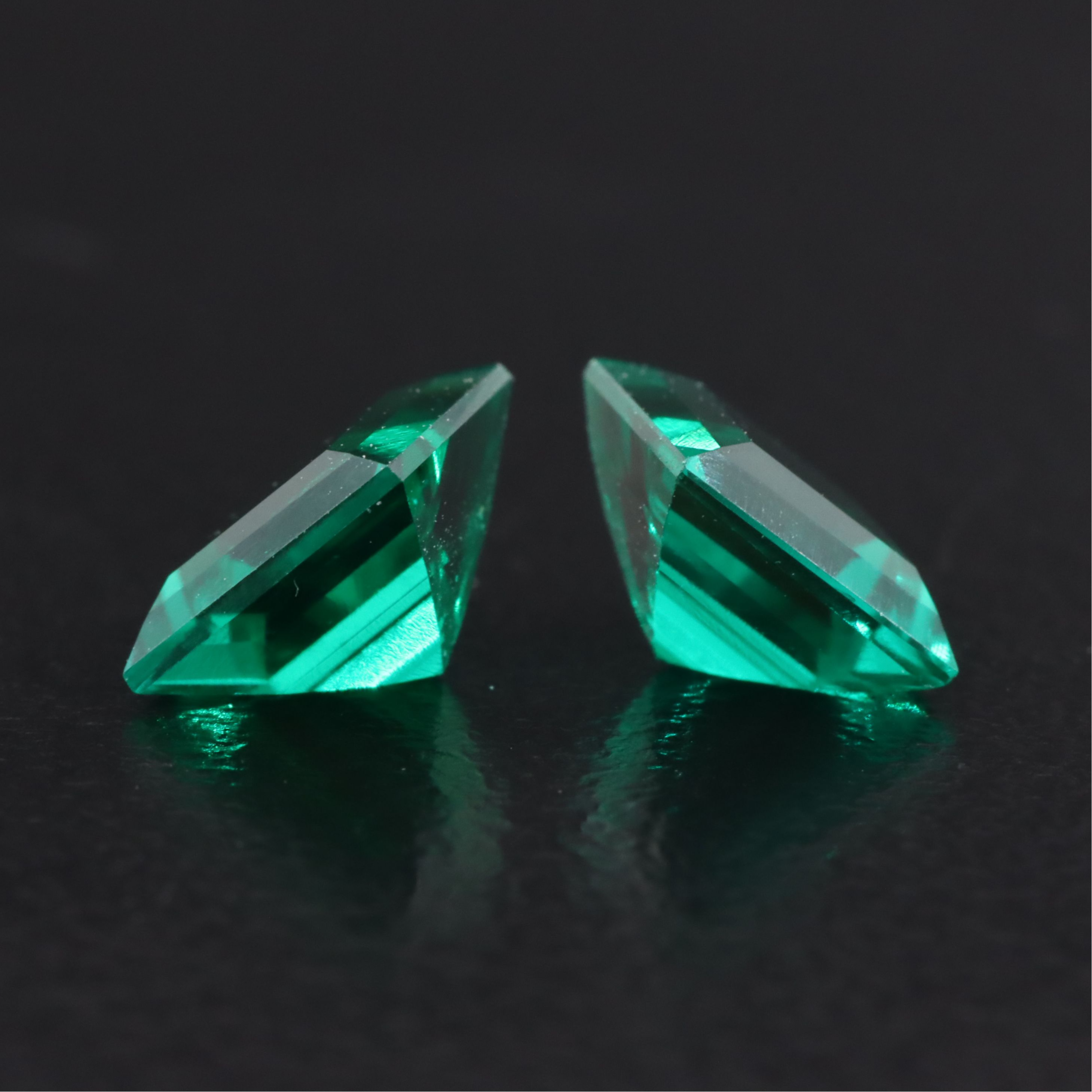 Loose 1.89 CTW Lab Grown Emerald Pair
